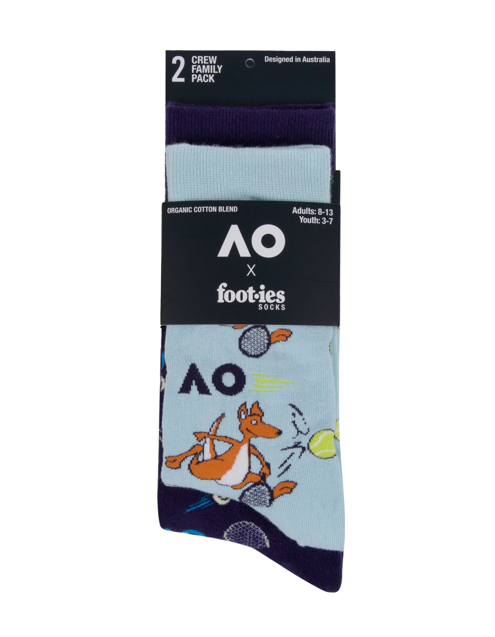 Ausrtalian Open Novelty Crew Socks Family 2-Pack