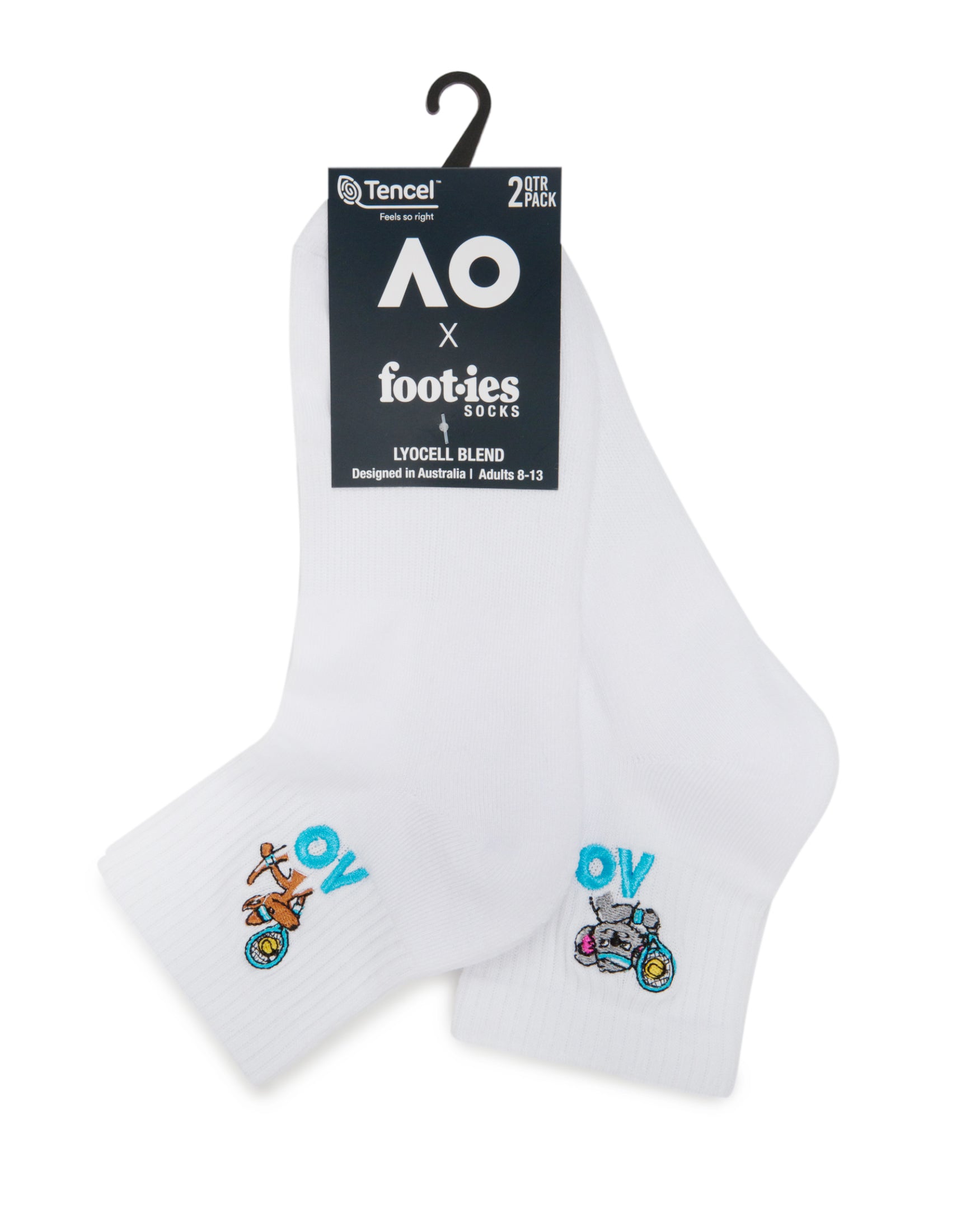 Aussie Open Australian Animals Quarter Crew Socks 2-Pack