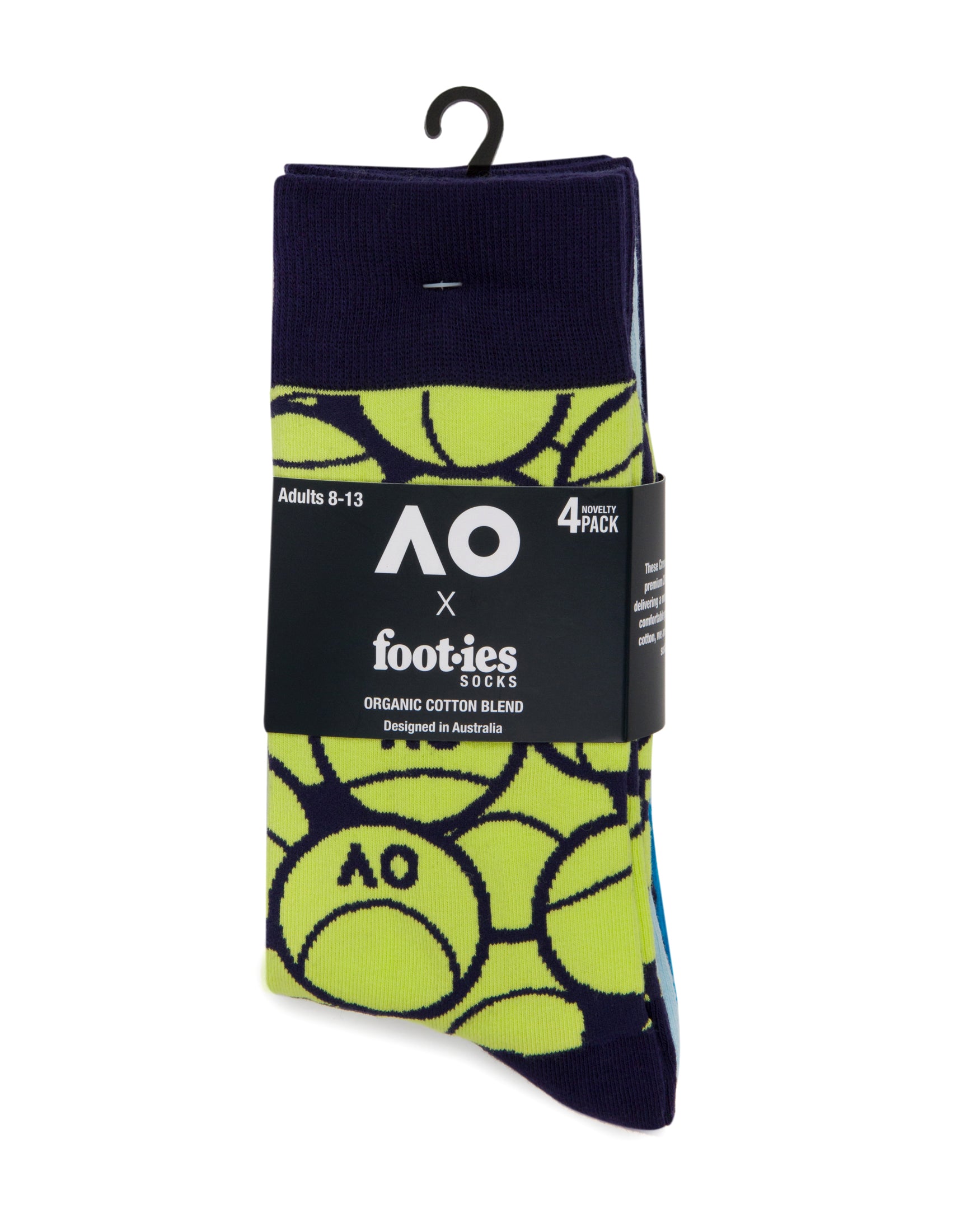 Australian Open Organic Cotton Novelty Sock 4-Pack