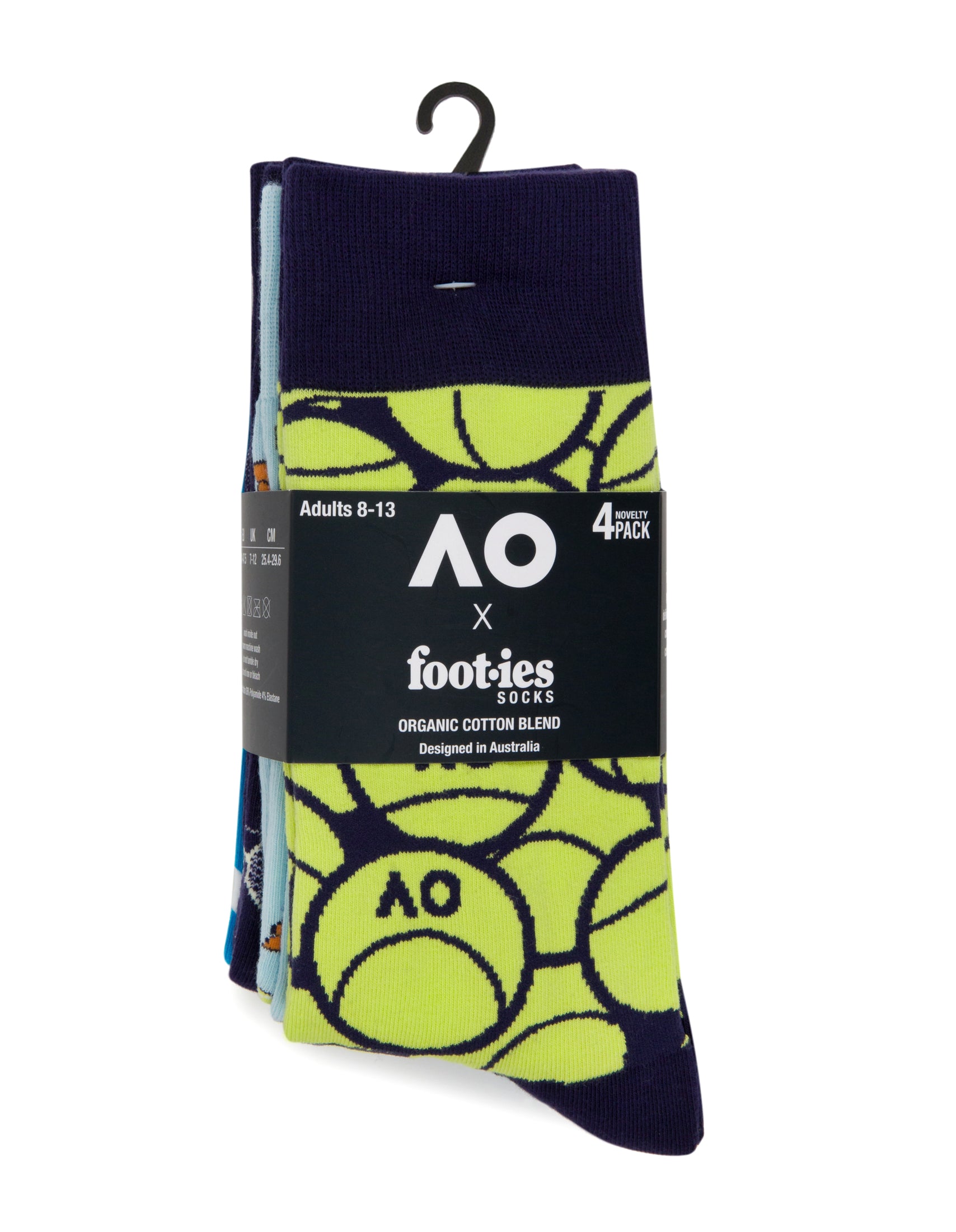 Australian Open Organic Cotton Novelty Sock 4-Pack