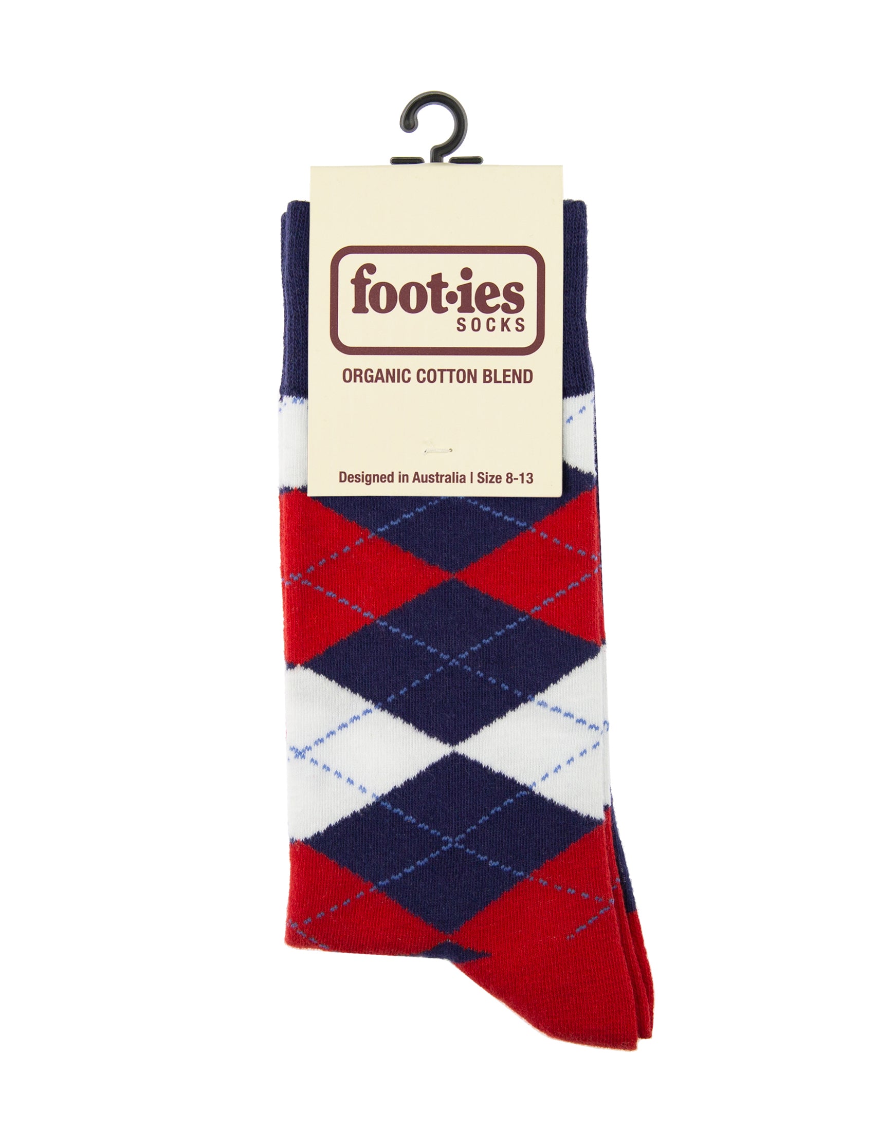 Red Argyle Crew Socks For Men