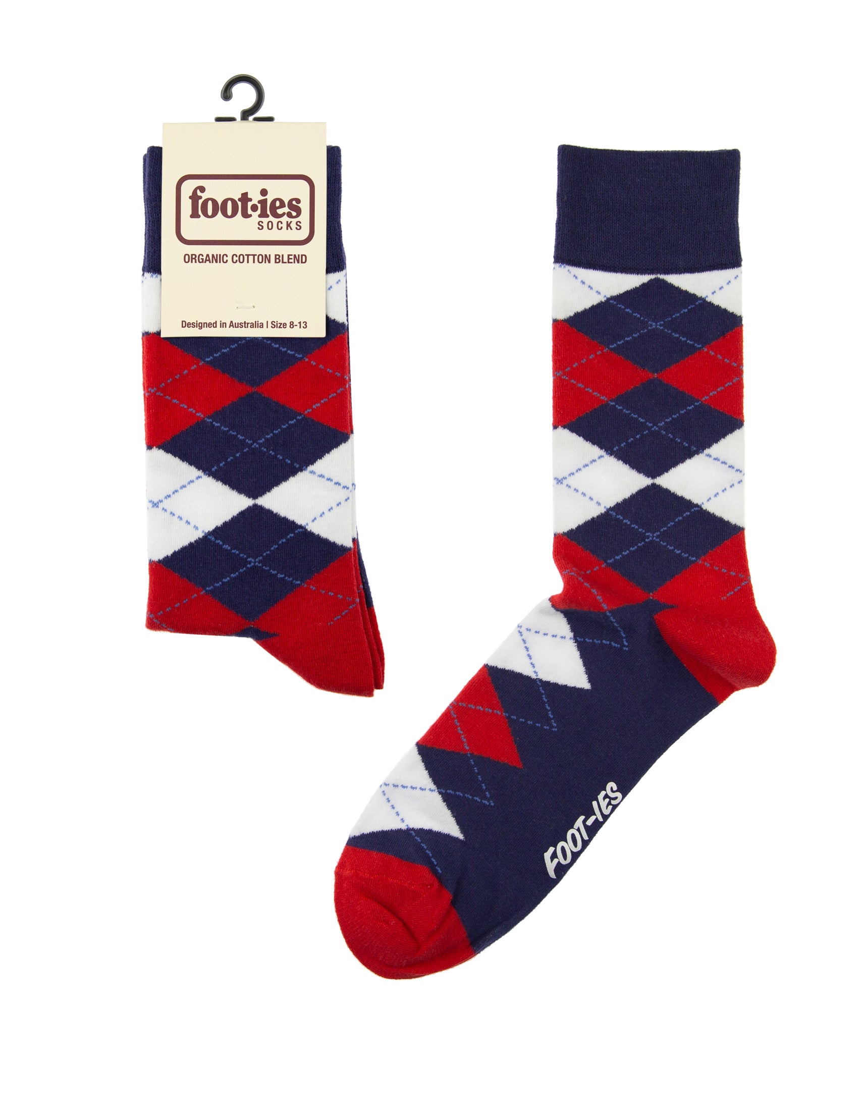 Red Argyle Crew Socks For Men