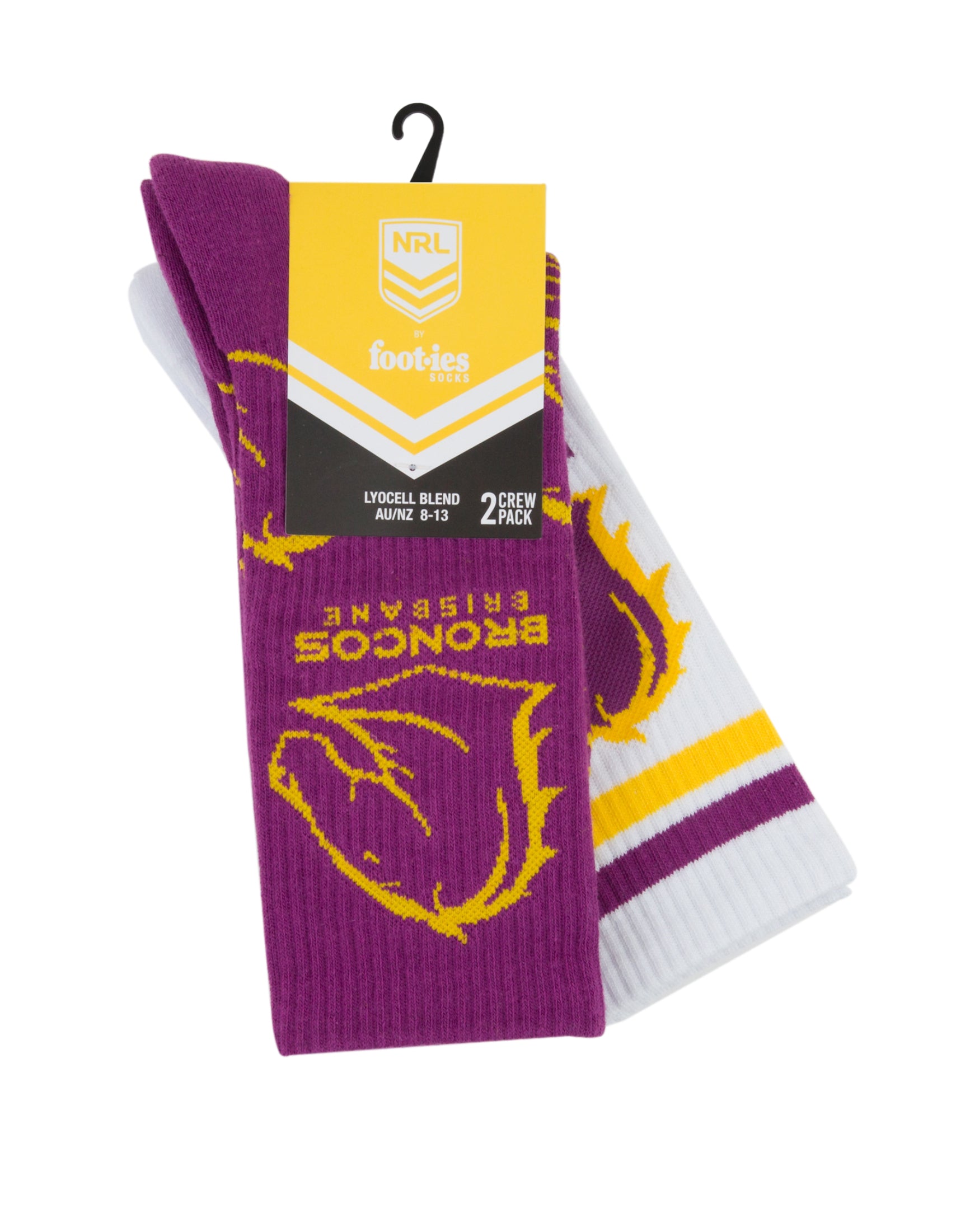 Brisbane Broncos Logo Sneaker Socks 2 Pack