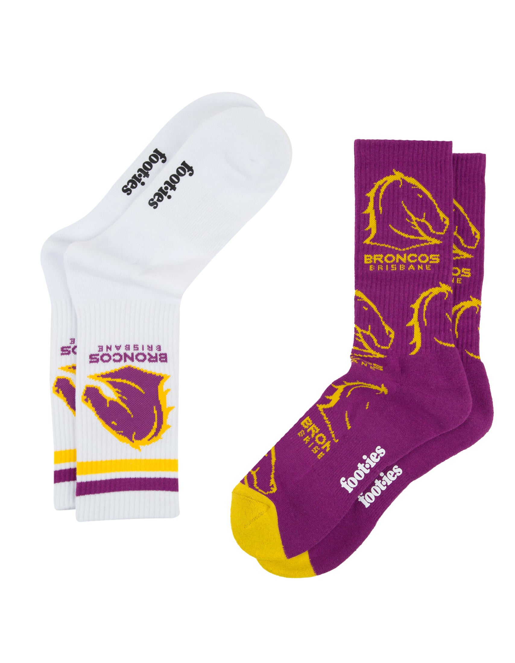 Brisbane Broncos Logo Sneaker Socks 2 Pack