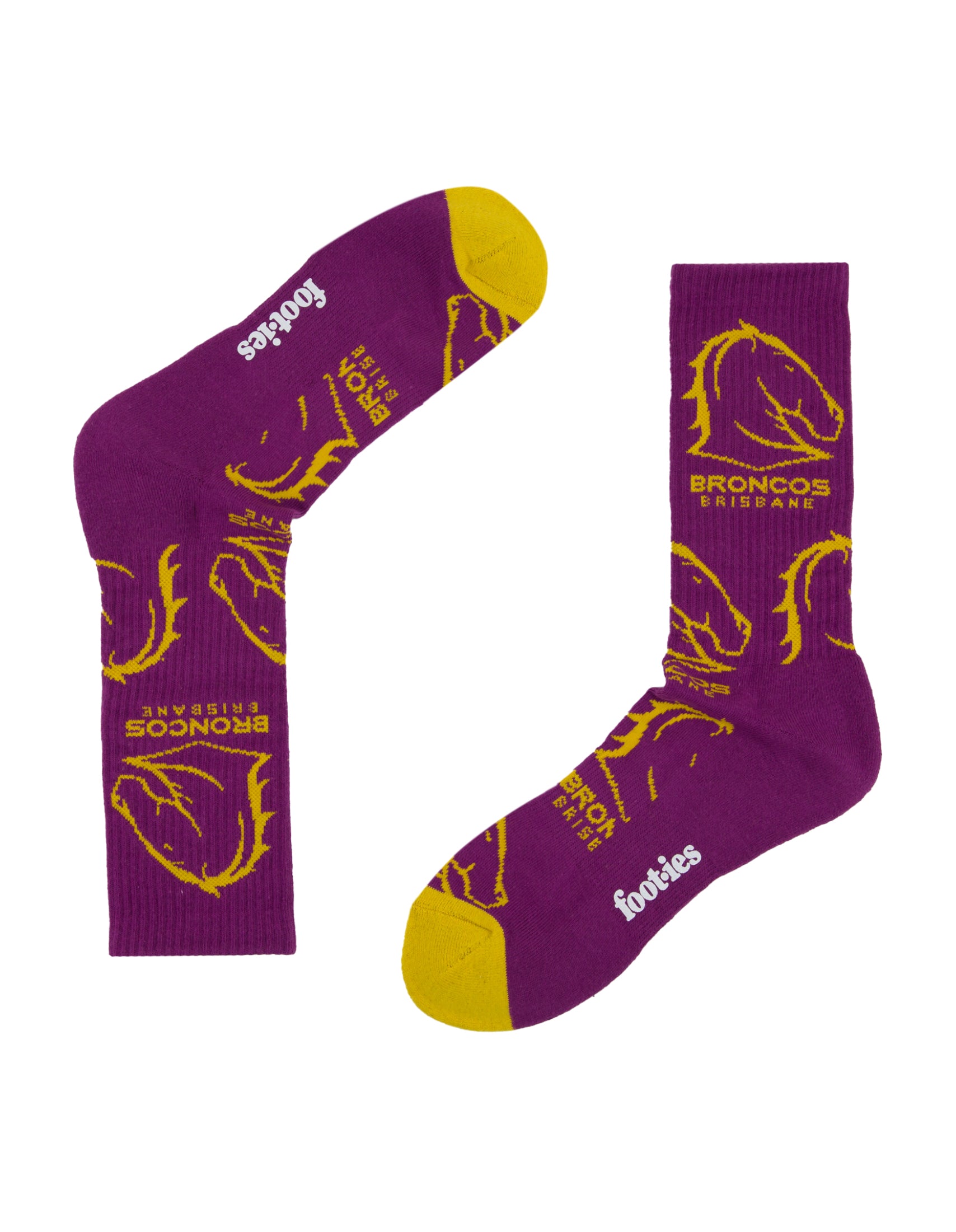 Brisbane Broncos Logo Sneaker Socks 2 Pack