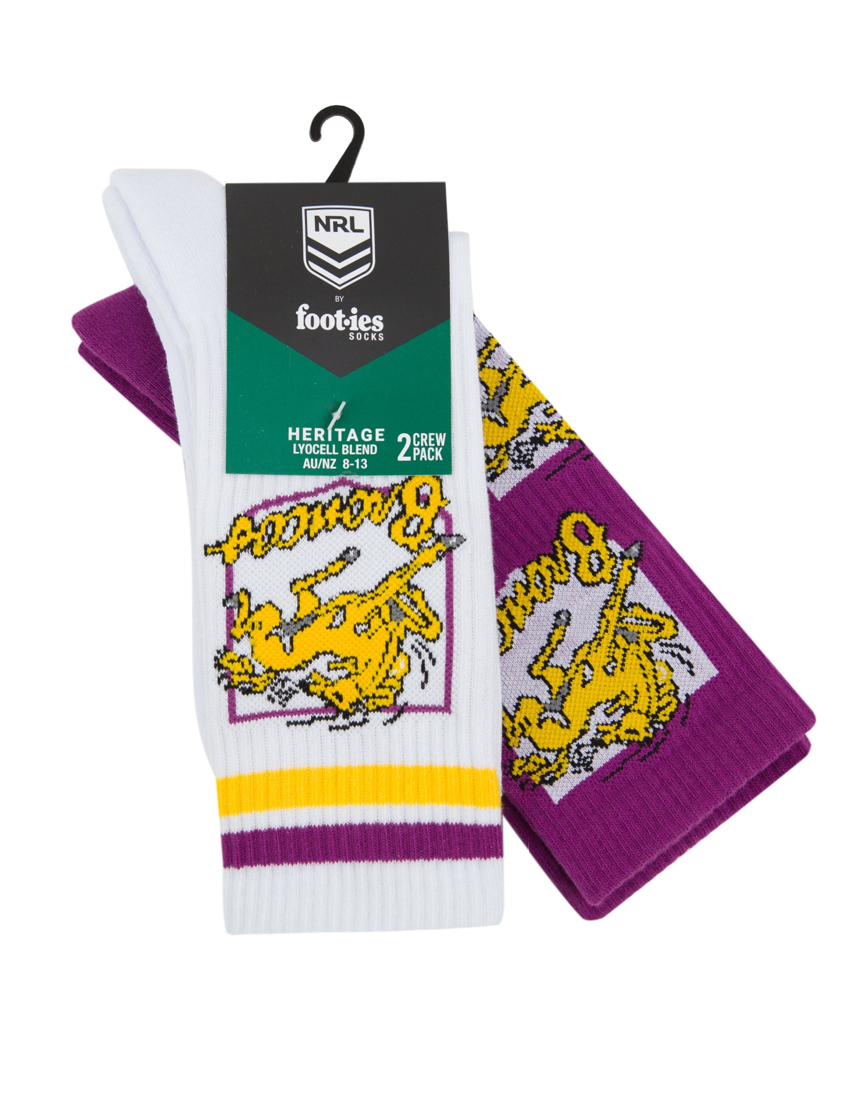 Brisbane Broncos Retro Sneaker Sock 2 Pack