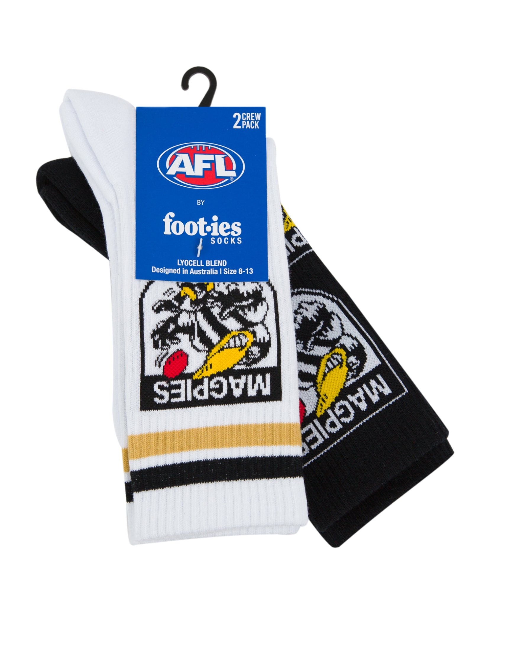 Collingwood Magpies Retro Sneaker Sock 2 Pack