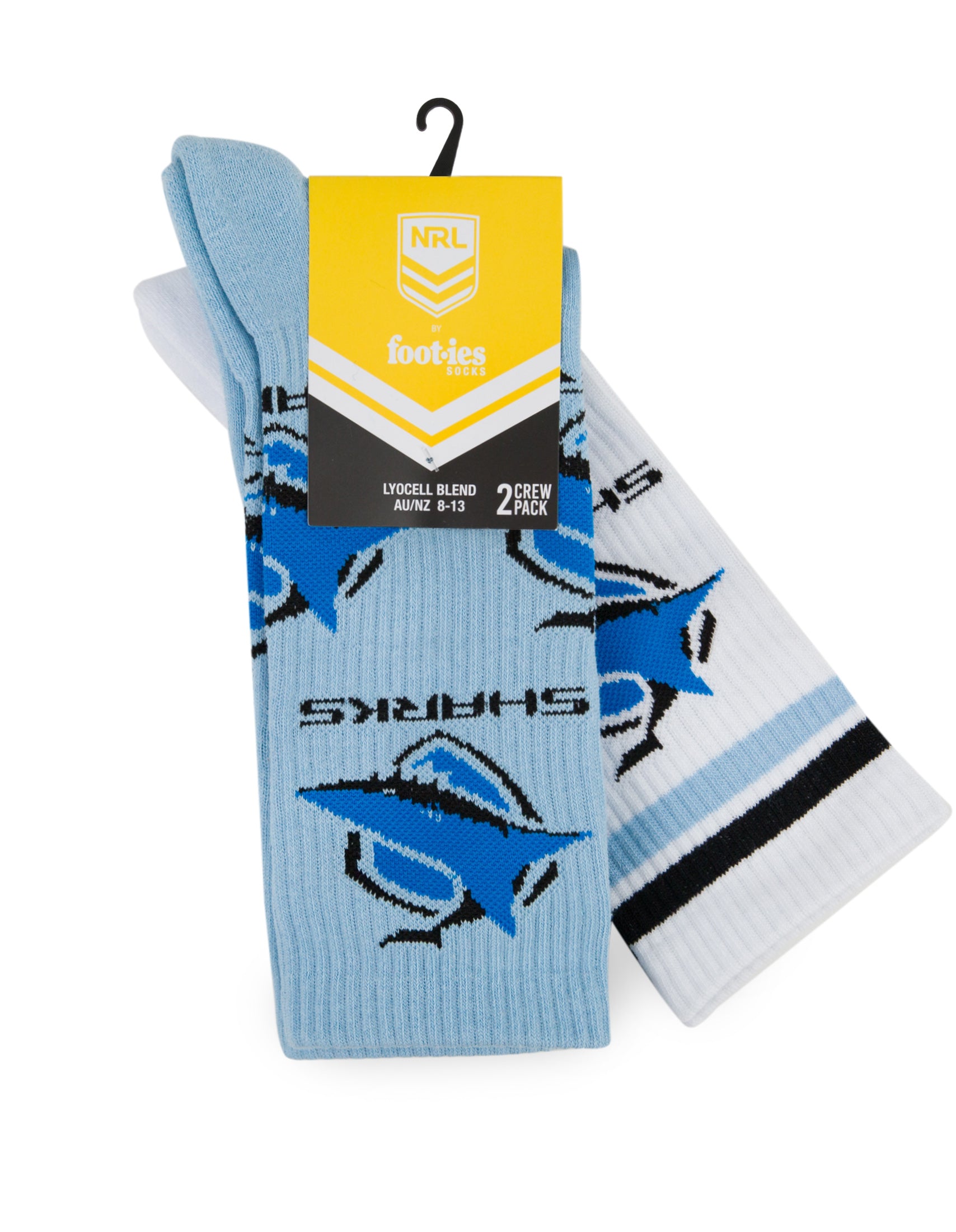 Cronulla-Sutherland Sharks Logos Sneaker Socks 2 Pack