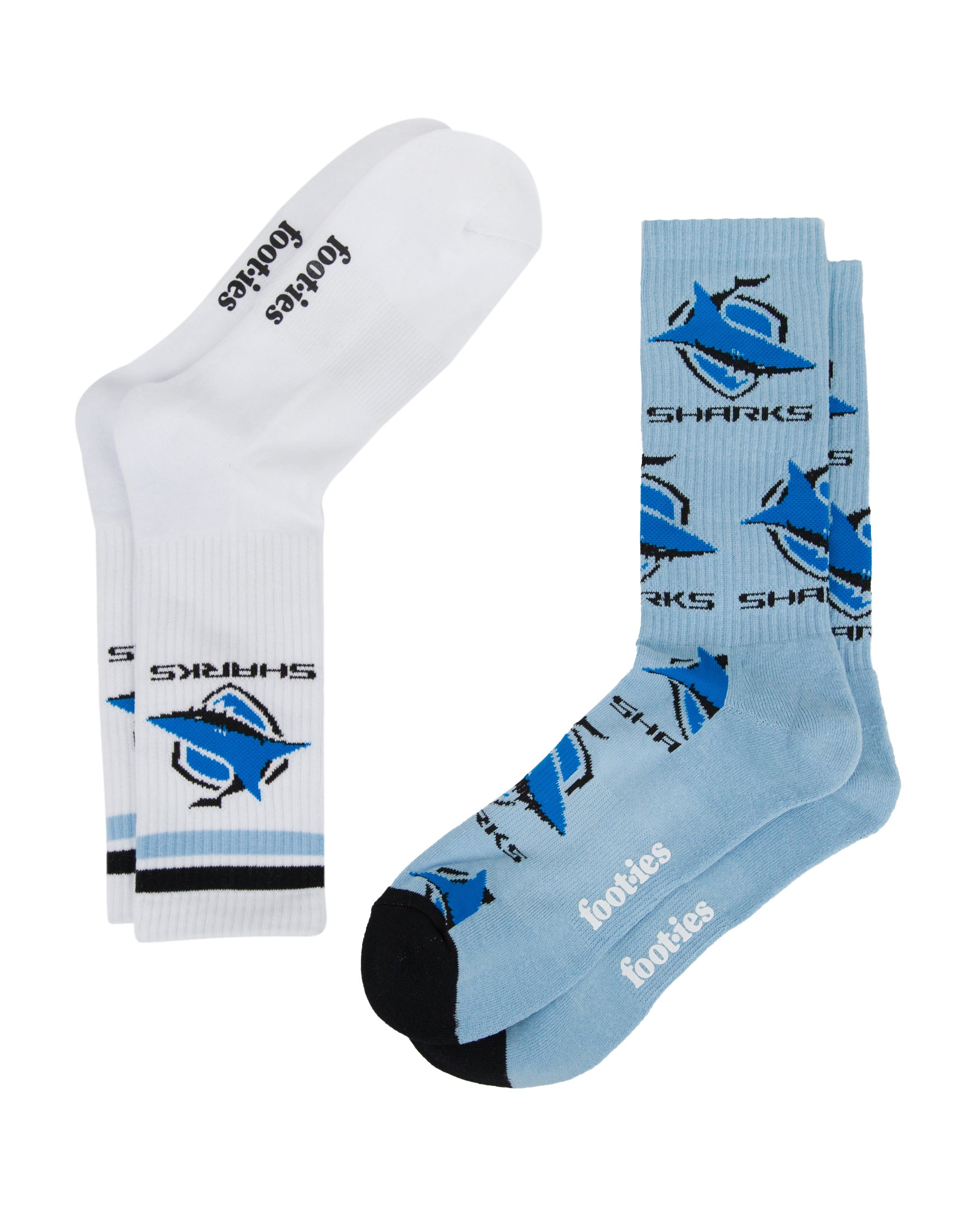 Cronulla-Sutherland Sharks Logos Sneaker Socks 2 Pack