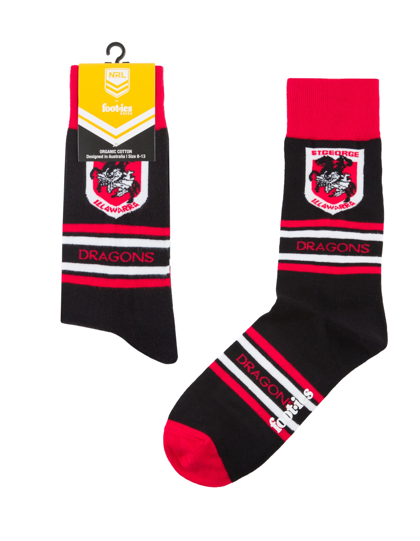 St George Illawarra Dragons Stripe Organic Cotton Socks
