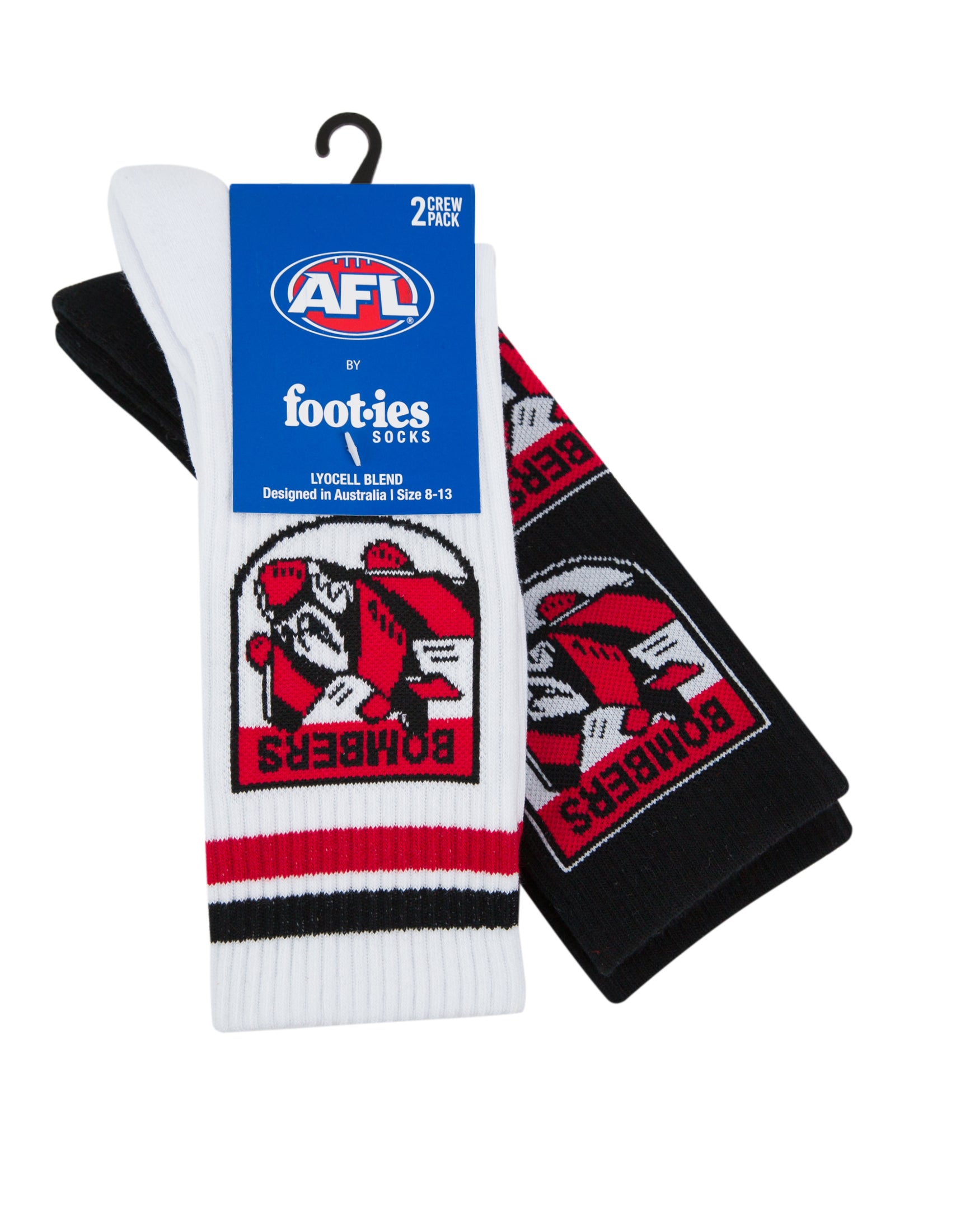 Essendon Bombers Retro Sneaker Sock 2 Pack