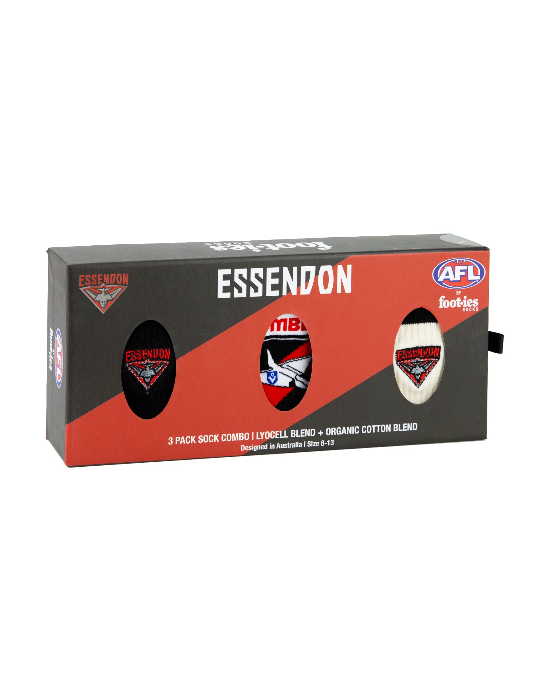 Essendon Bombers 3 Pack Combo Socks Gift Box