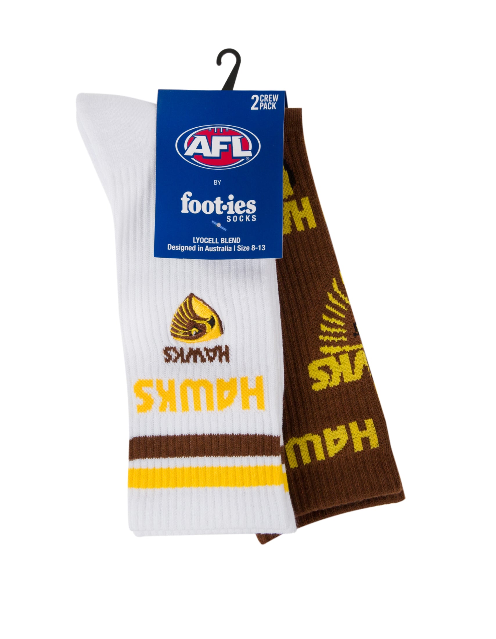 Hawthorn Hawks Mascot Sneaker Socks 2 Pack