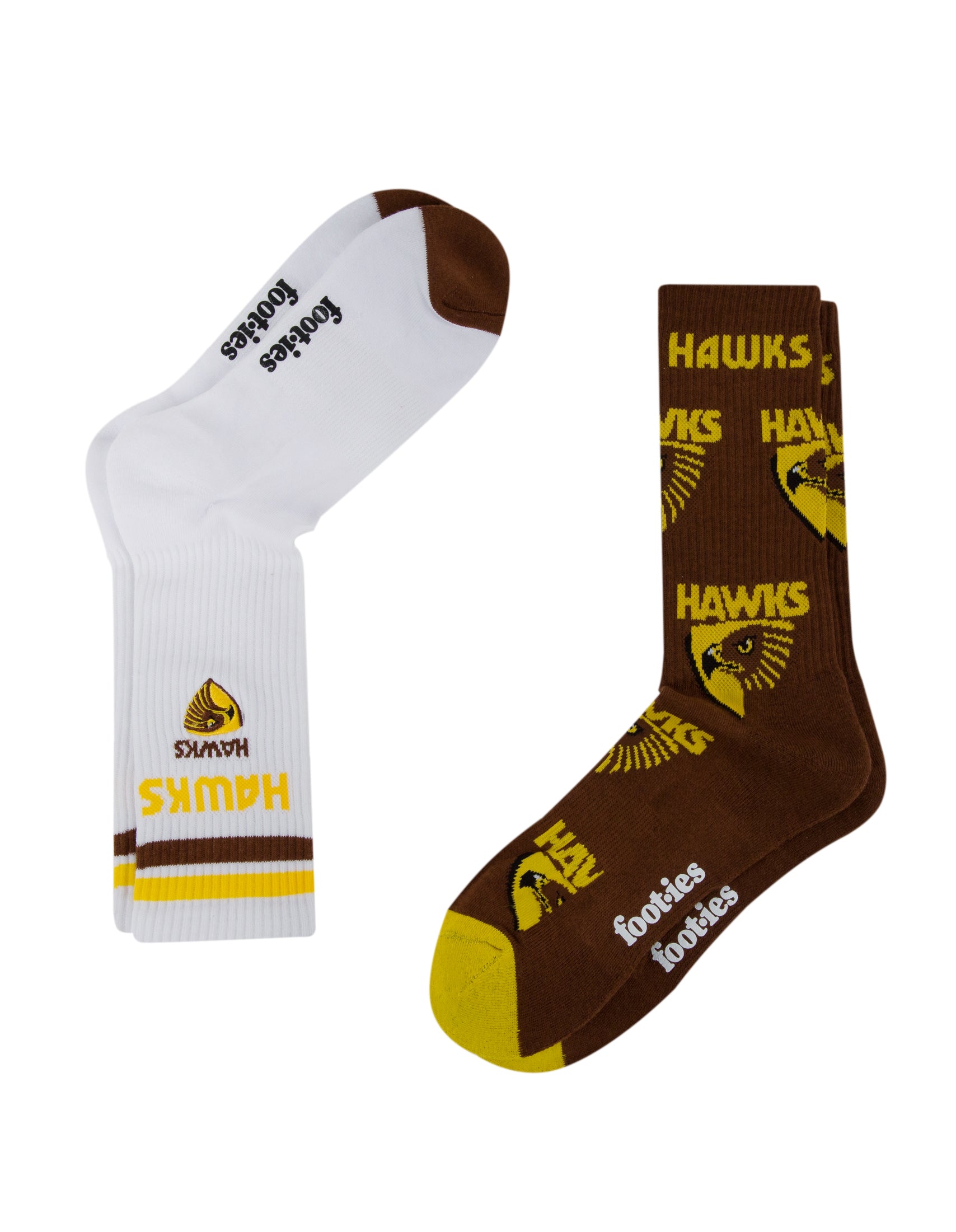 Hawthorn Hawks Mascot Sneaker Socks 2 Pack