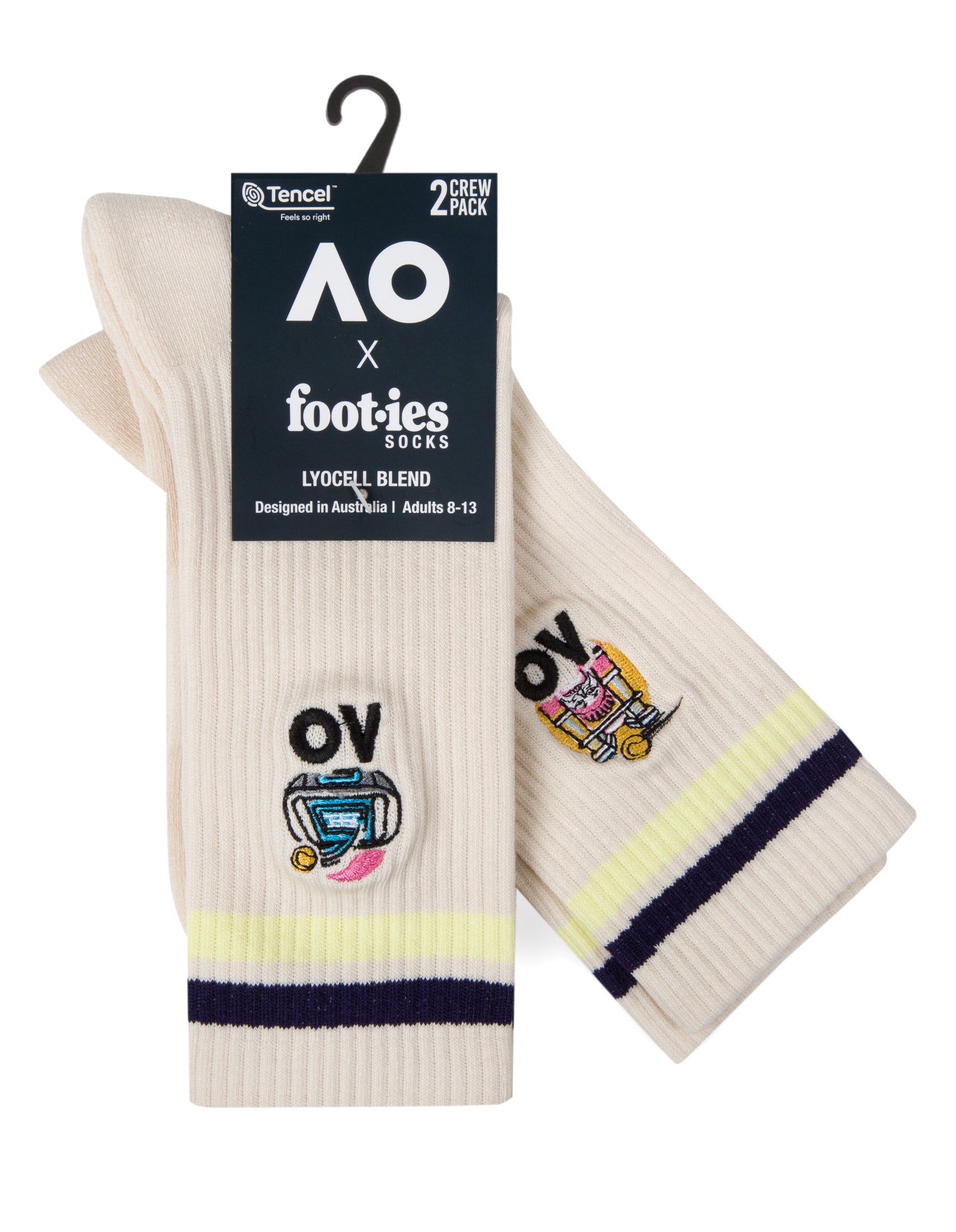 Australian Open Heritage Crew Sneaker Sock 2-Pack