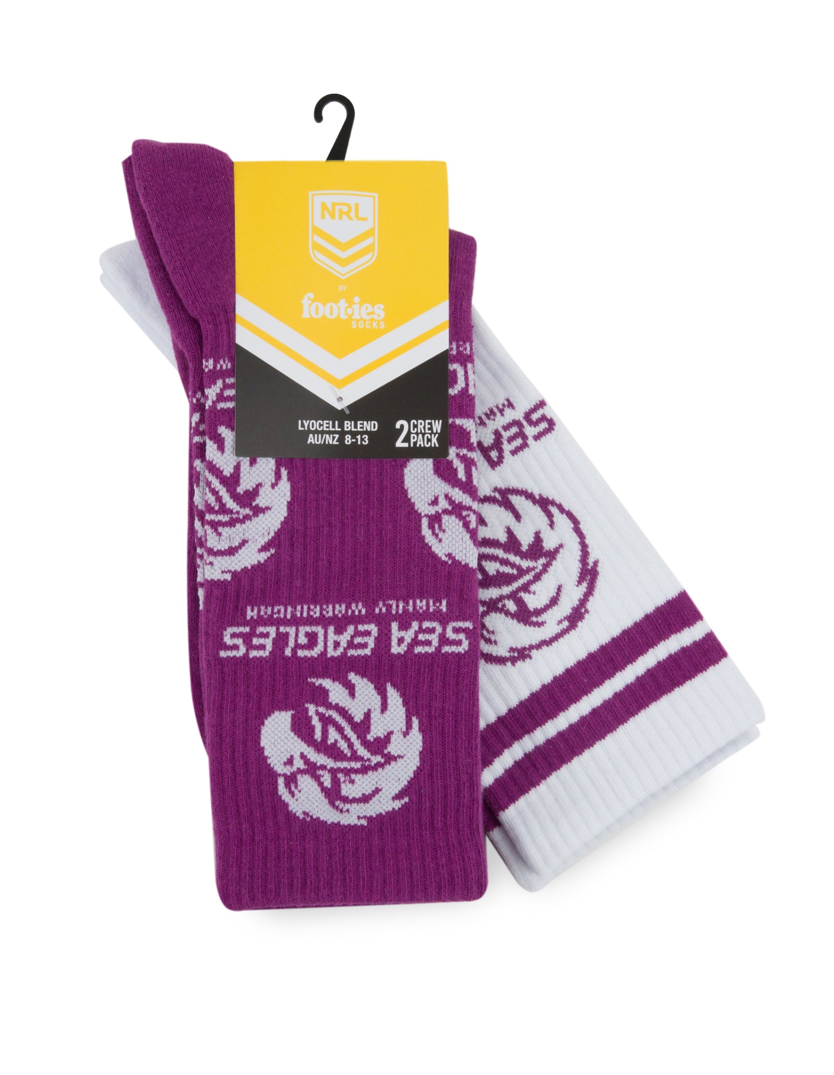 Manly Warringah Sea Eagles Logo Sneaker Socks 2 Pack