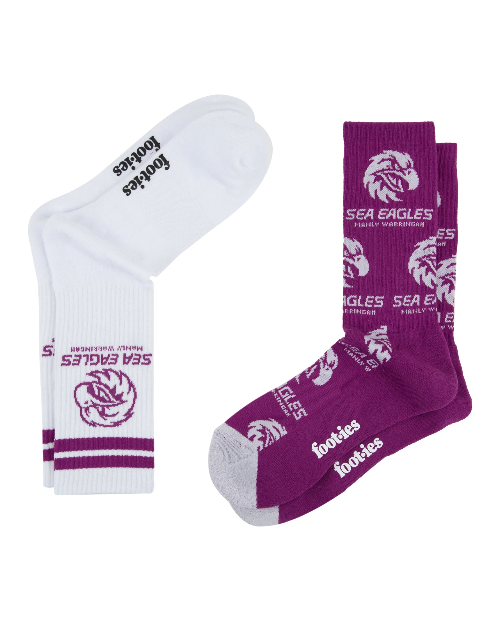 Manly Warringah Sea Eagles Logo Sneaker Socks 2 Pack
