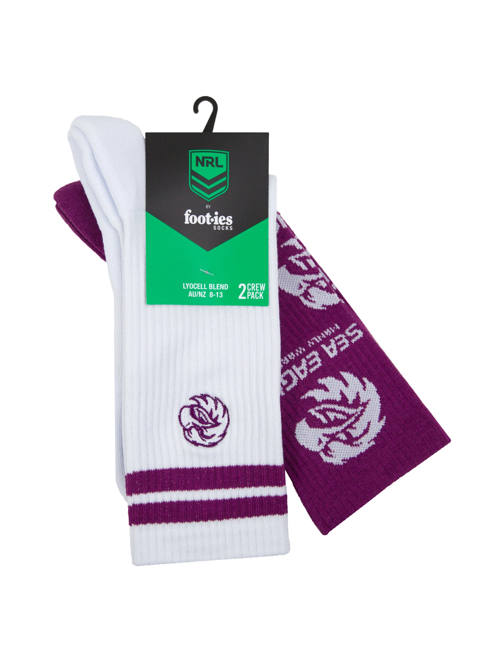 Manly Warringah Sea Eagles Emroidered Sneaker Sock 2 Pack