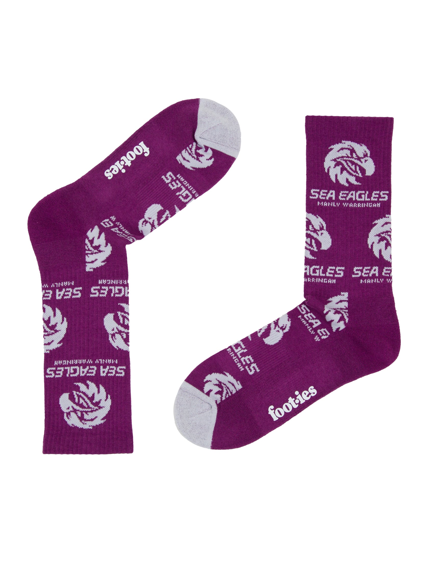 Manly Warringah Sea Eagles Emroidered Sneaker Sock 2 Pack