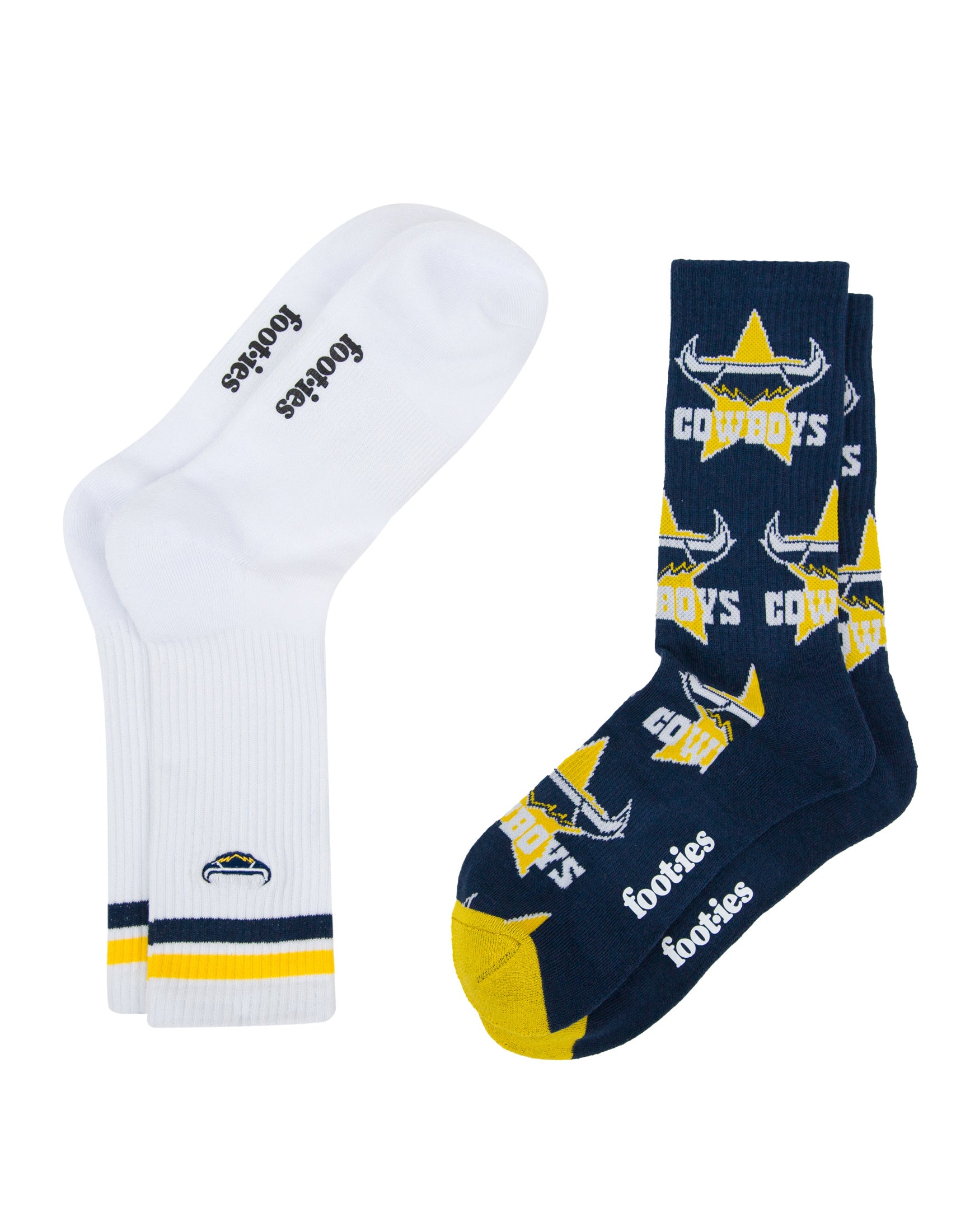 North Queensland Cowboys Embroidered Sneaker Sock 2 Pack