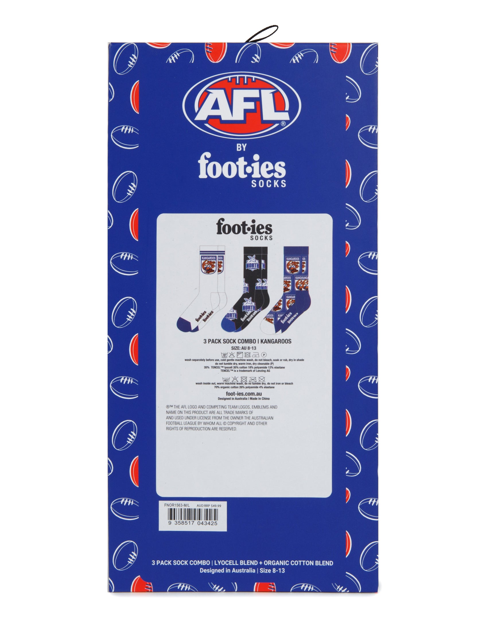 North Melbourne Kangaroos 3-Pack Sock Gift Box