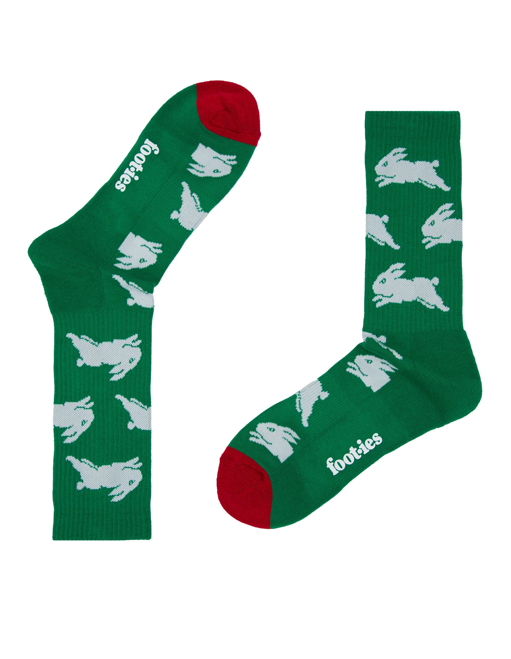 South Sydney Rabbitohs Embroidered Sneaker Sock 2 Pack