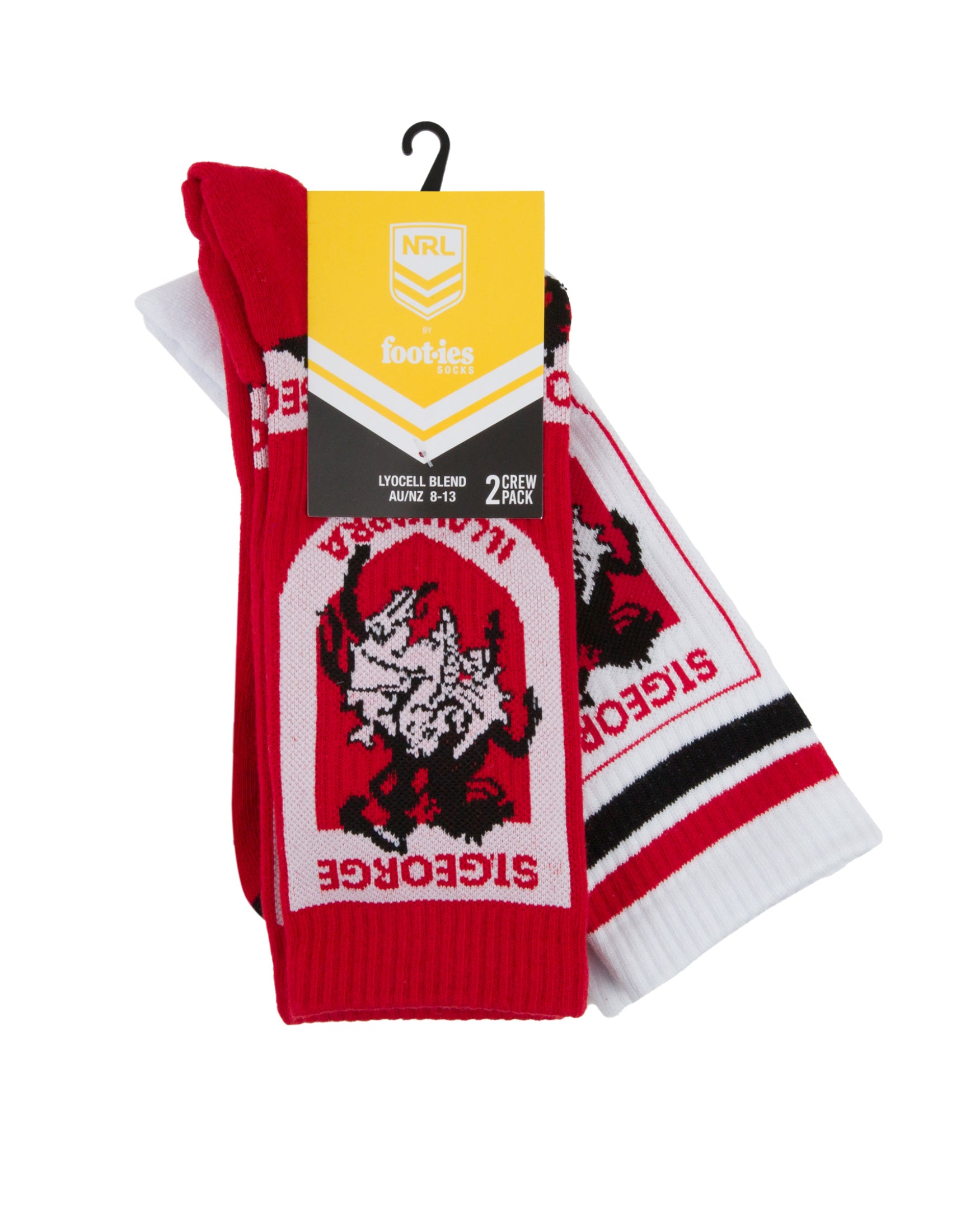 St George Illawarra Dragson Logo Sneaker Socks 2 Pack