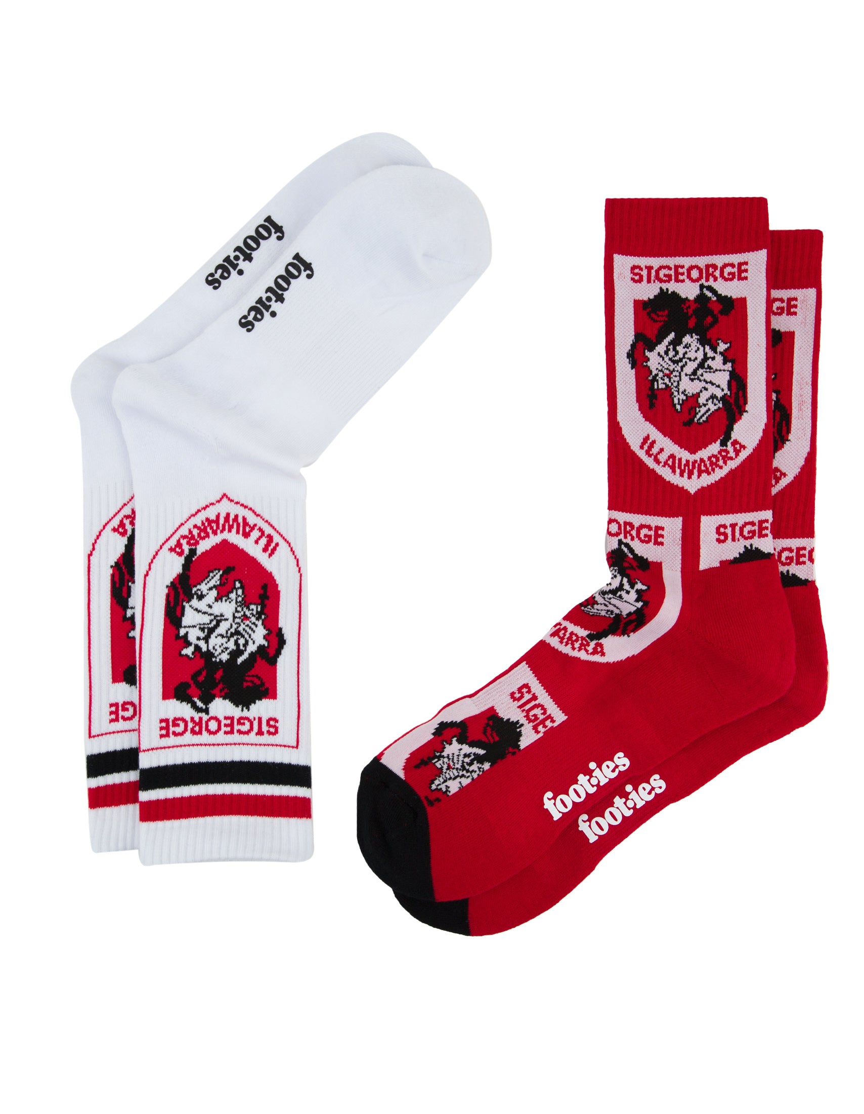 St George Illawarra Dragson Logo Sneaker Socks 2 Pack