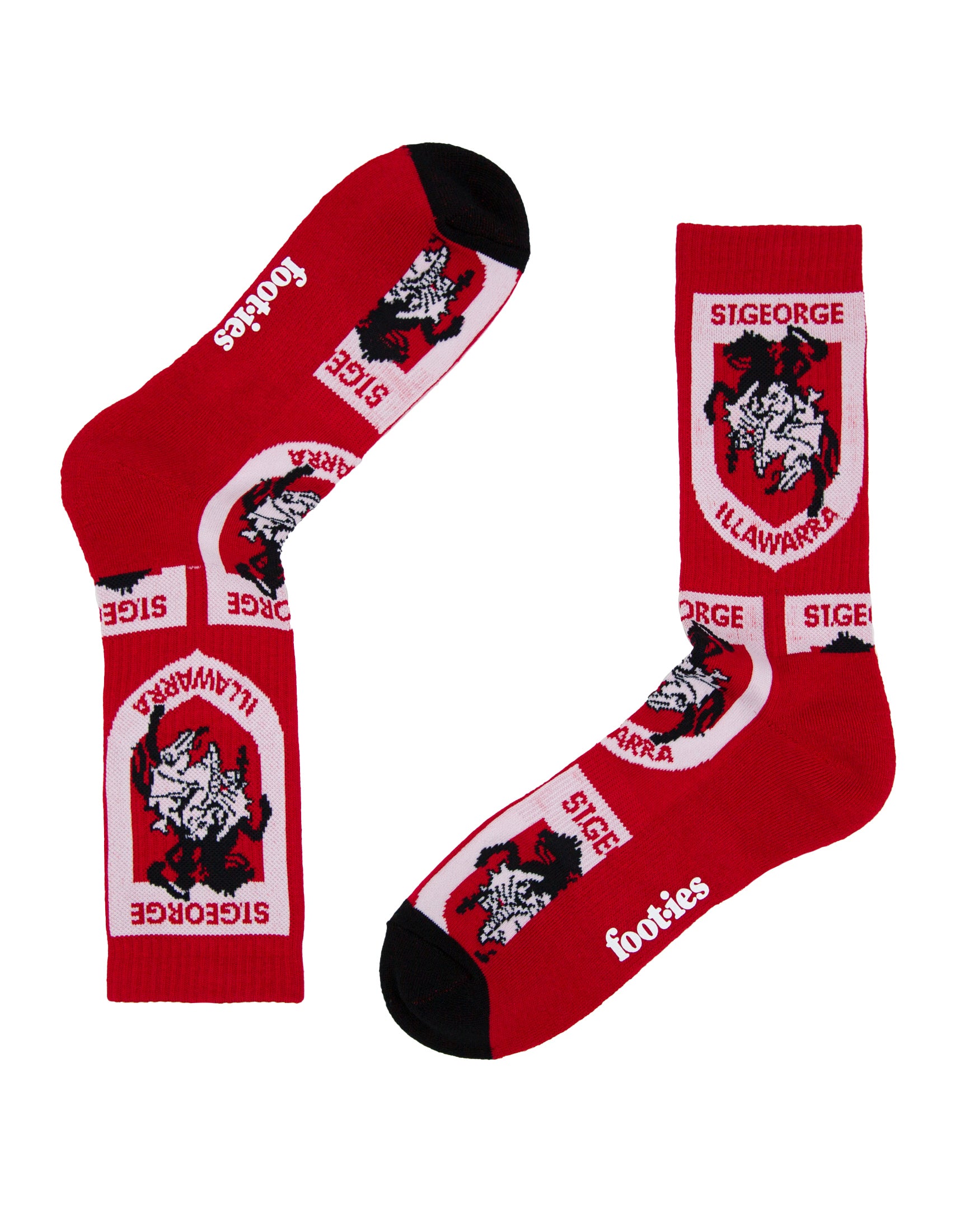 St George Illawarra Dragons Embroidered Sneaker Sock 2 Pack