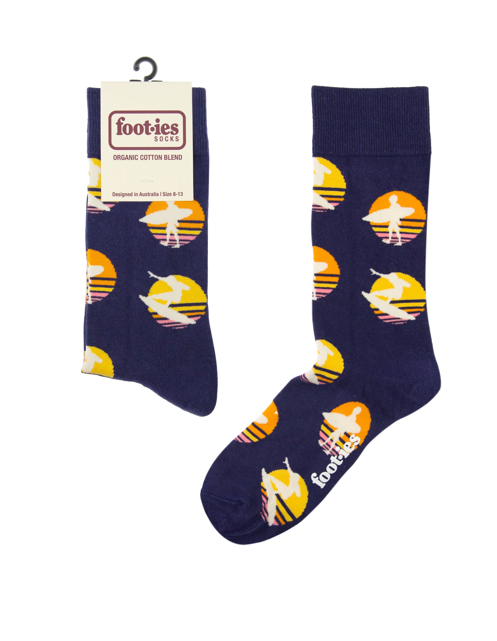 Navy Surf Sunset crew socks for men