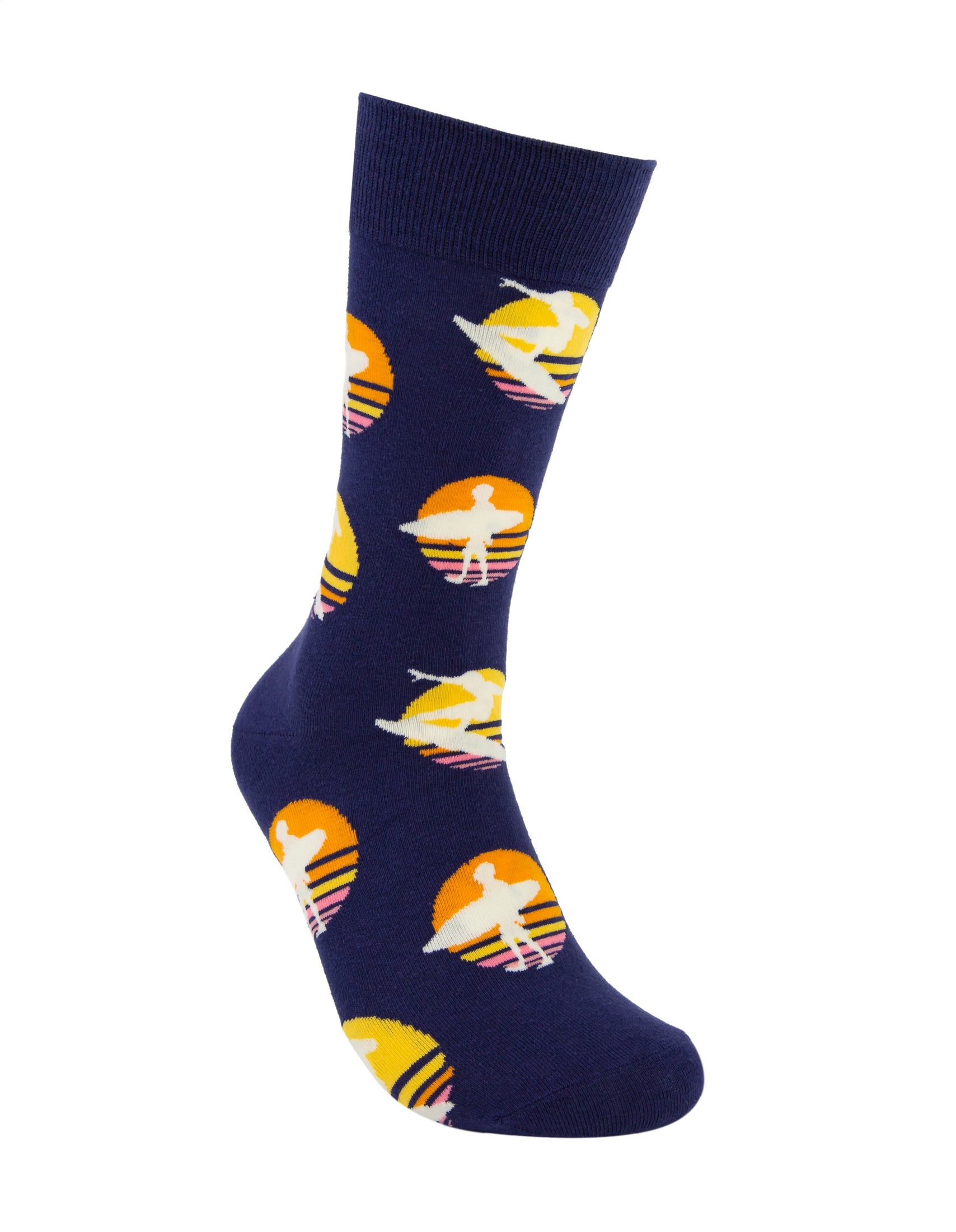 Navy Surf Sunset crew socks for men