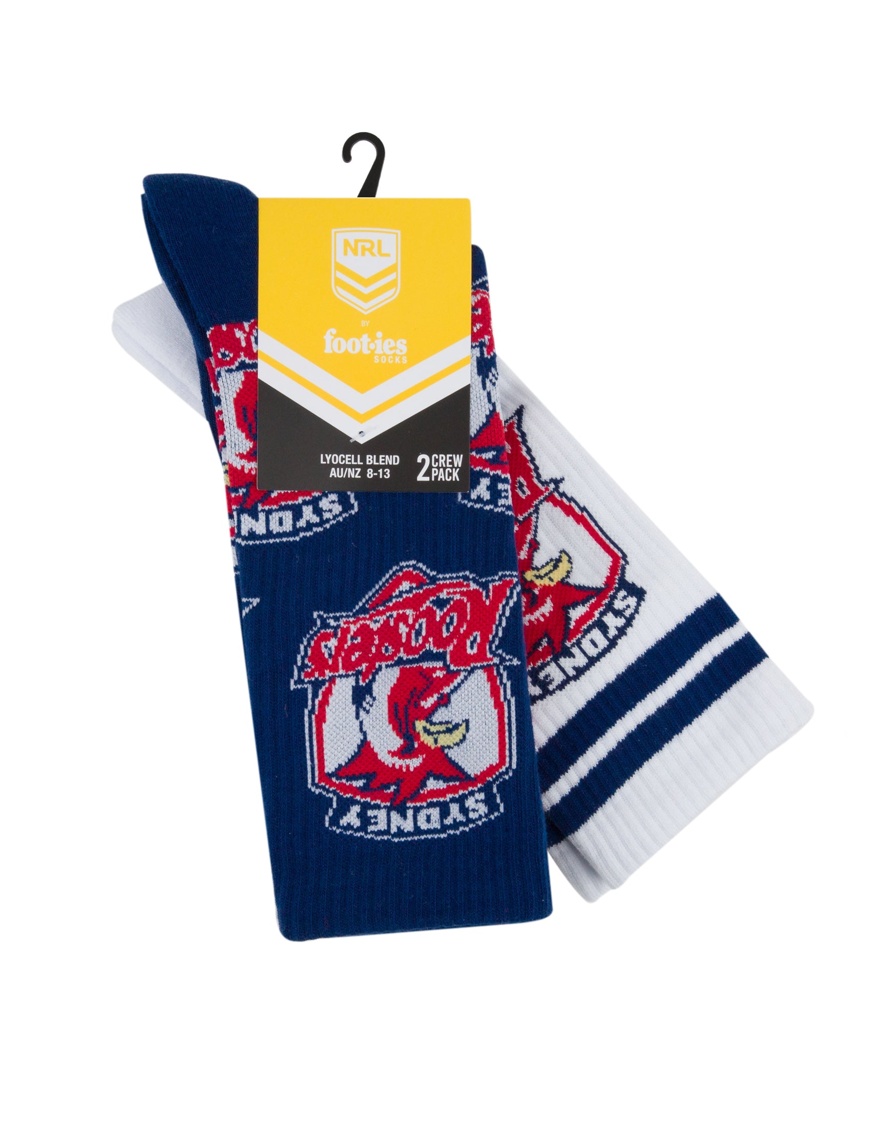Sydney Roosters Logo Sneaker Socks 2 Pack