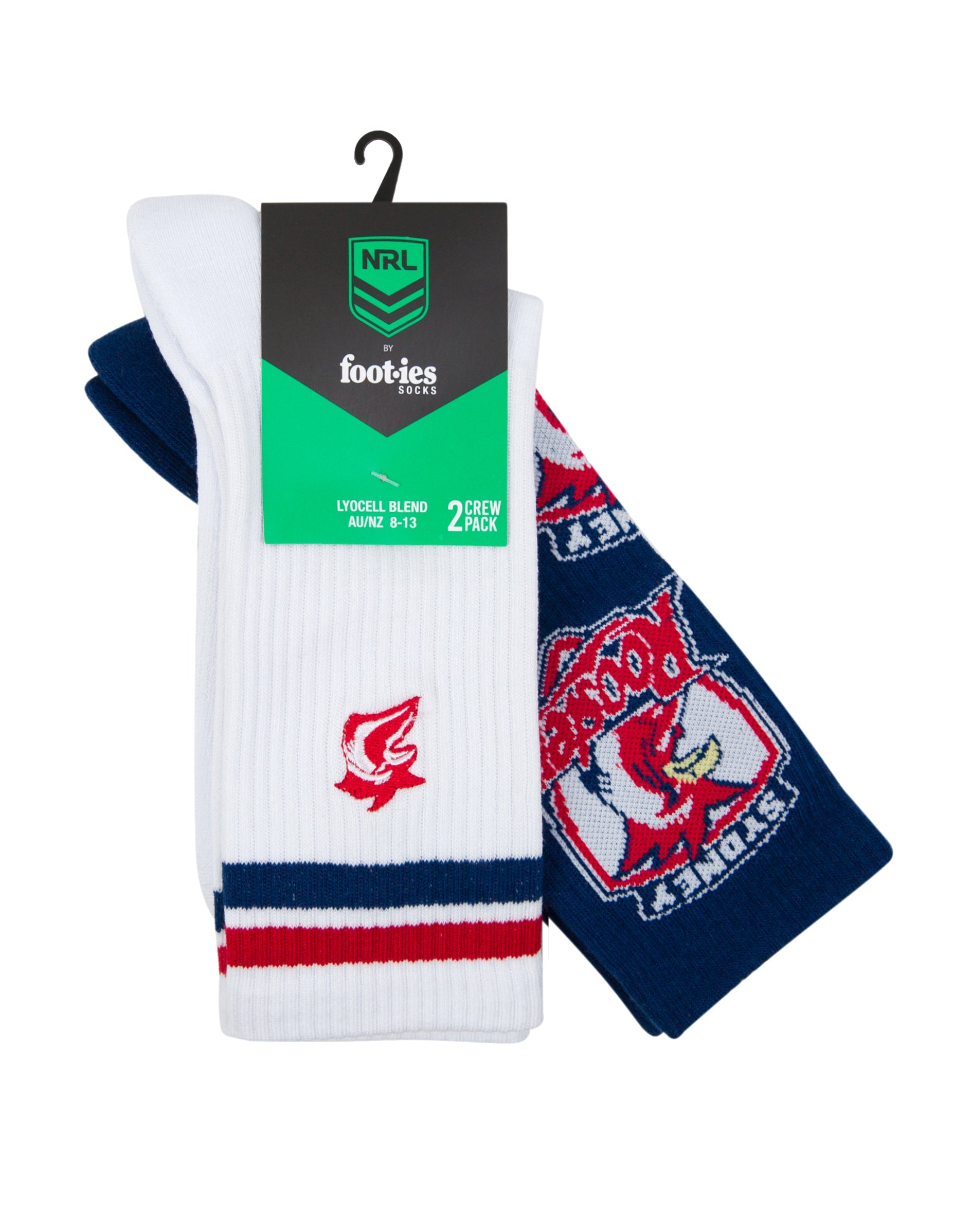 Sydney Roosters Embroidered Sneaker Sock 2 Pack