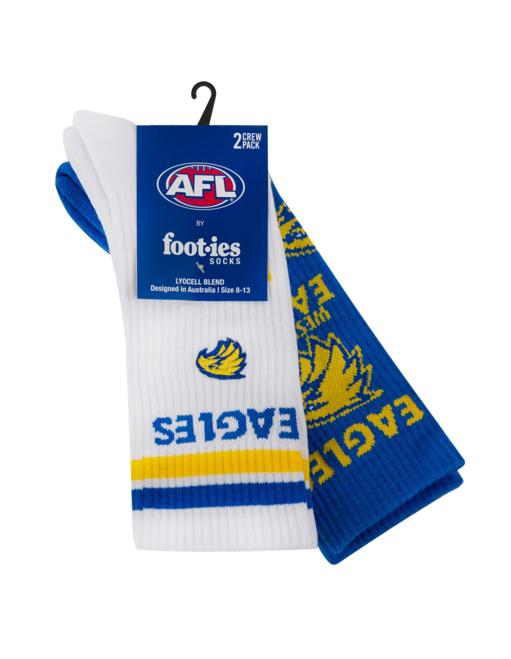 West Coast Eagles Mascot Sneaker 2 Pack Socks