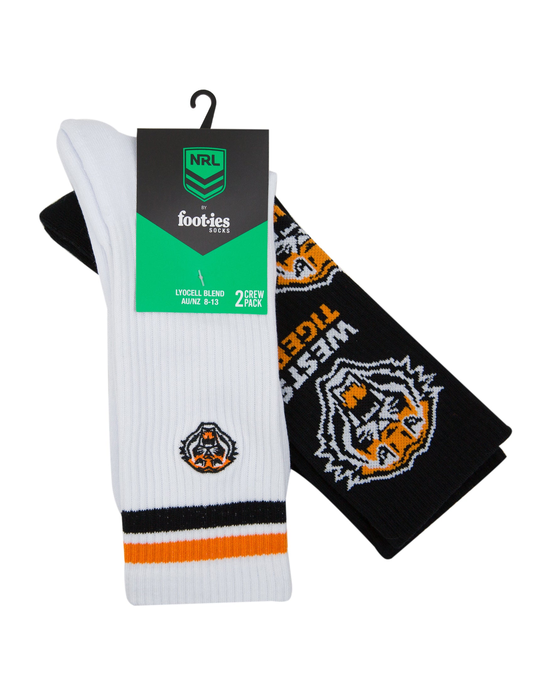 Wests Tigers Embroidered Sneaker Socks 2 Pack