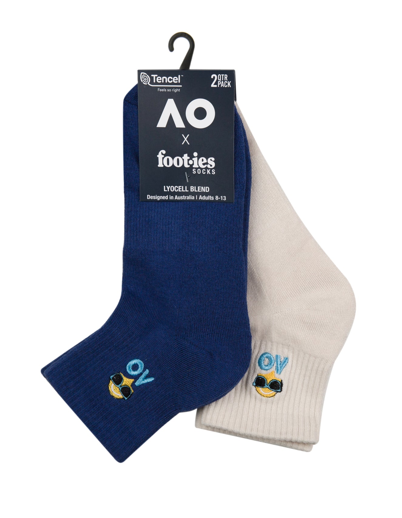 AO Tennis Ball Qtr 2 Pack Socks