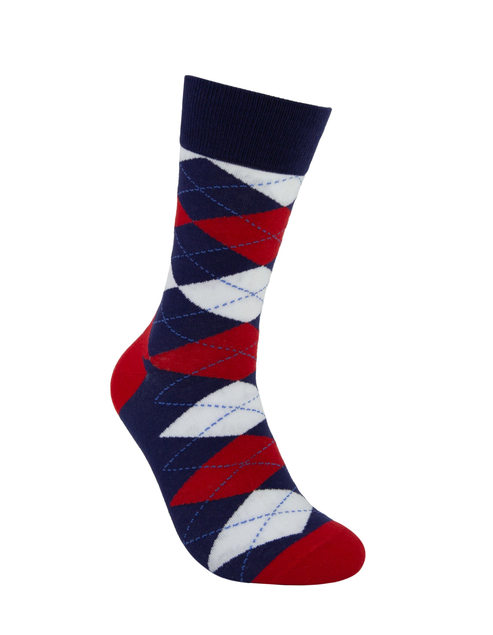 Red Argyle Crew Socks For Men