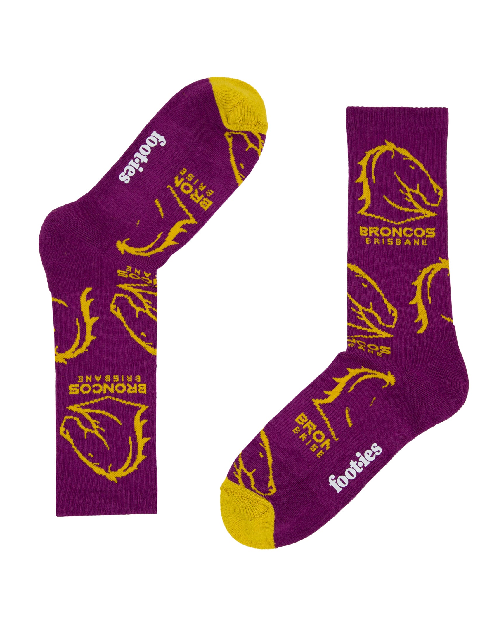 Brisbane Broncos Embroidered Sneaker Sock 2 Pack