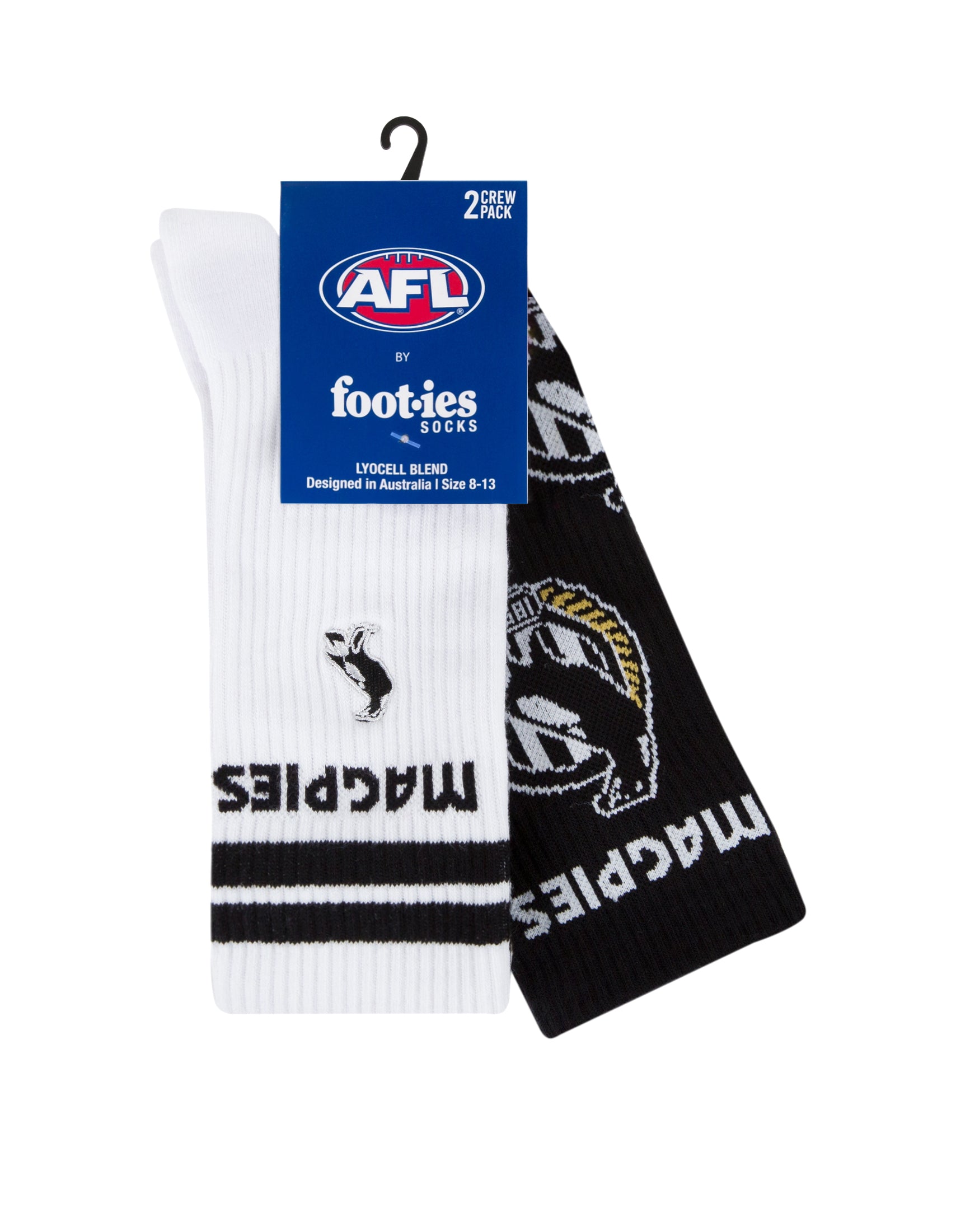 Collingwood Magpies Mascot Sneaker Sock 2-Pack