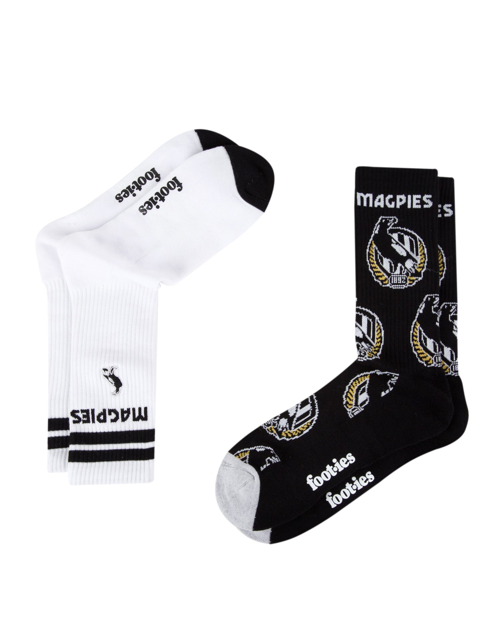 Collingwood Magpies Mascot Sneaker Sock 2-Pack
