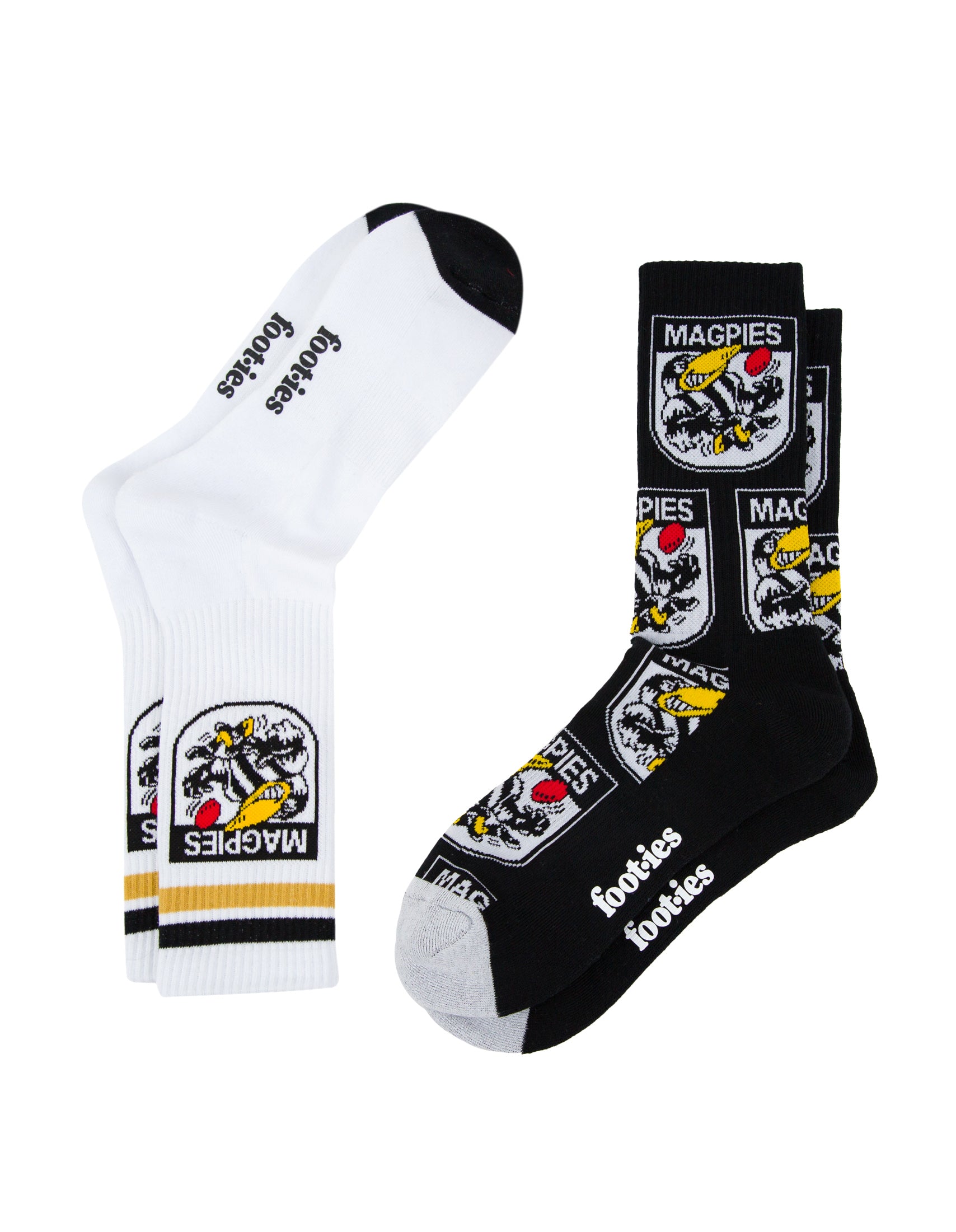 Collingwood Magpies Retro Sneaker Sock 2 Pack