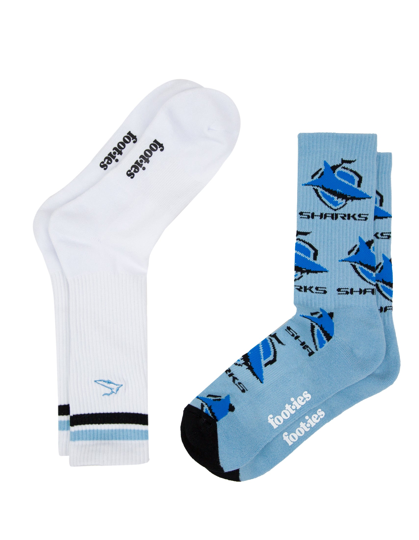 Cronulla-Sutherland Sharks Embroidered Sneaker Sock 2 Pack