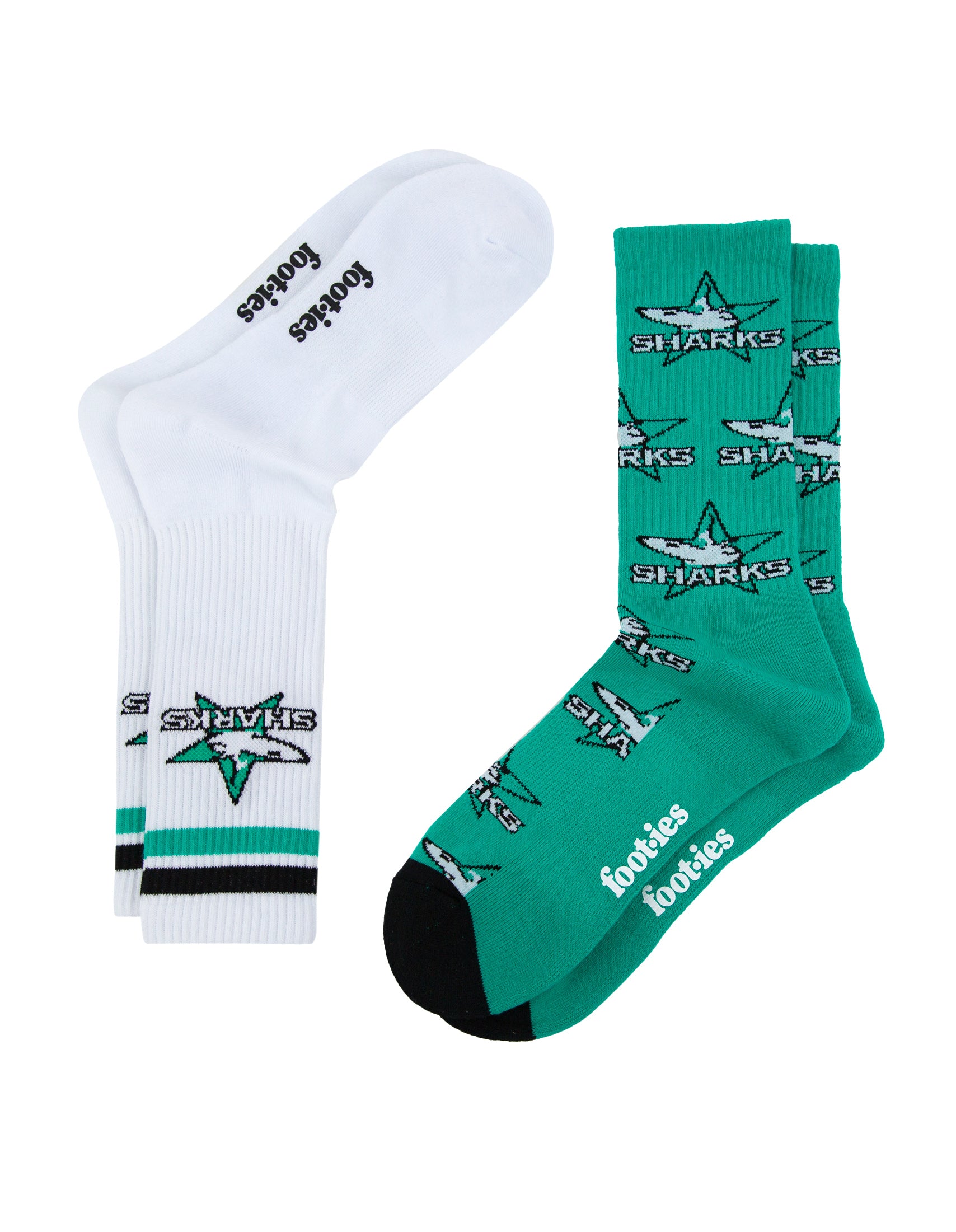 Cronulla Sutherland Sharks Retro Sneaker Sock 2 Pack