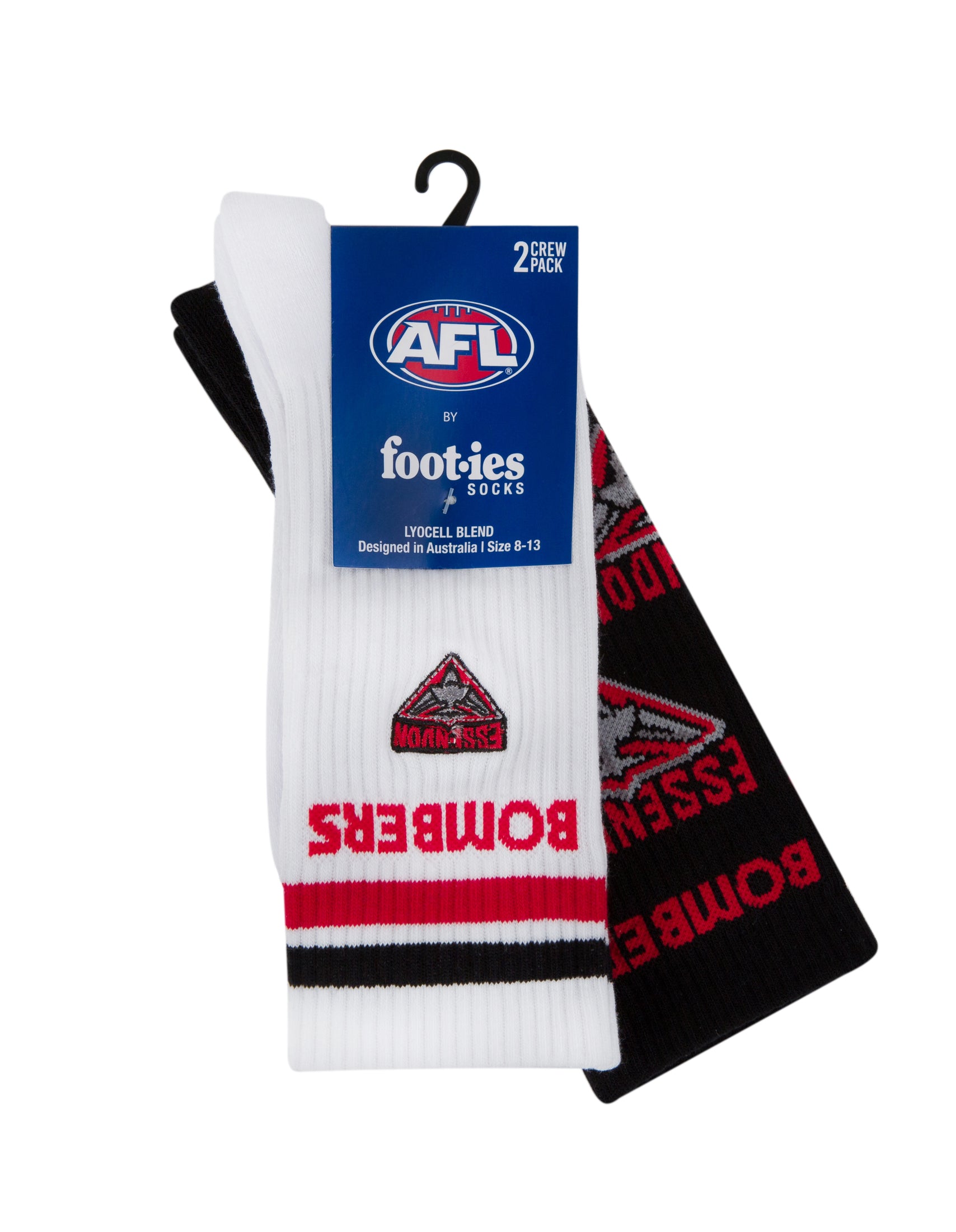 Essendon Bombers Mascot Sneaker Socks 2-Pack