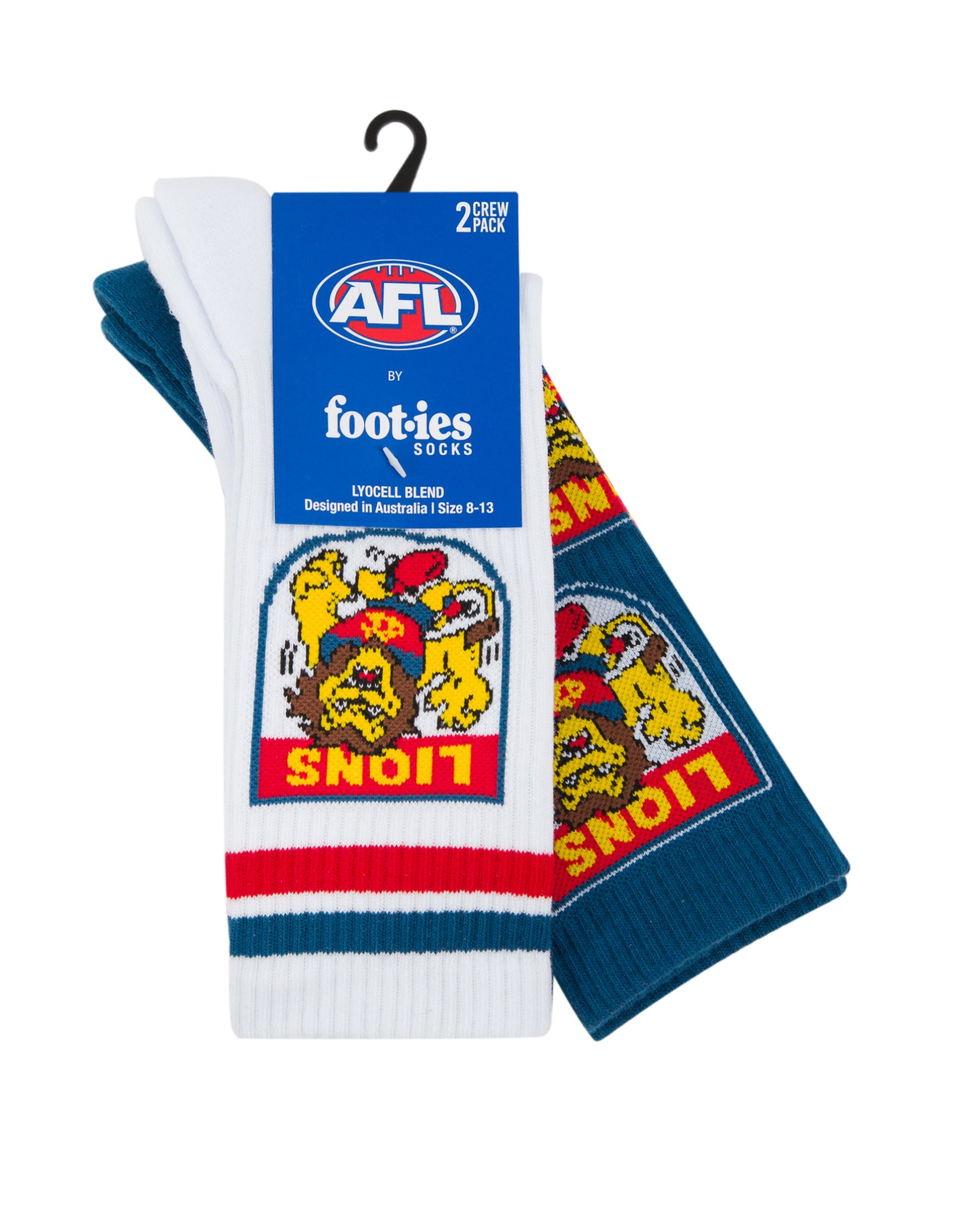 Brisbane Lions Retro Sneaker Sock 2 Pack