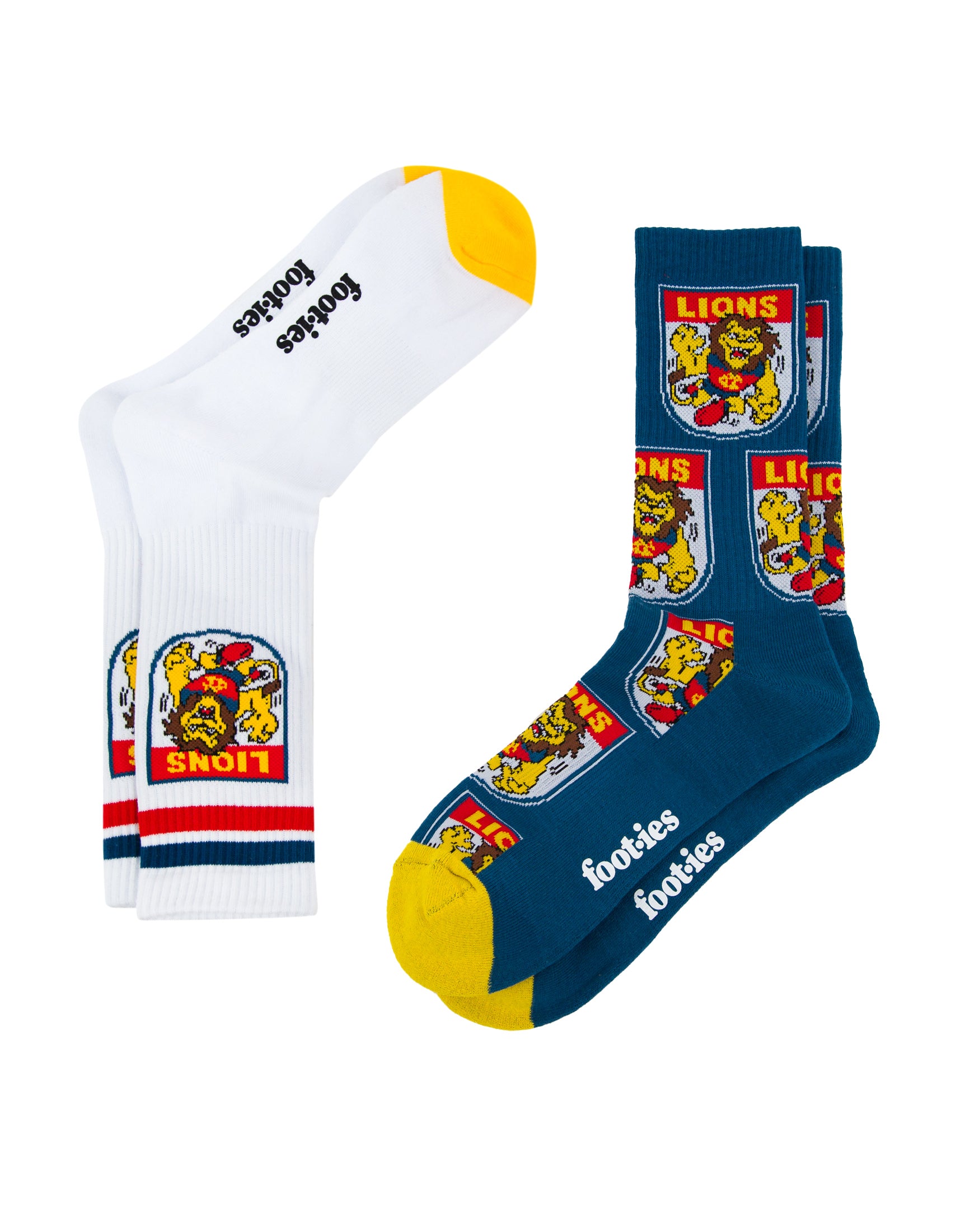 Brisbane Lions Retro Sneaker Sock 2 Pack