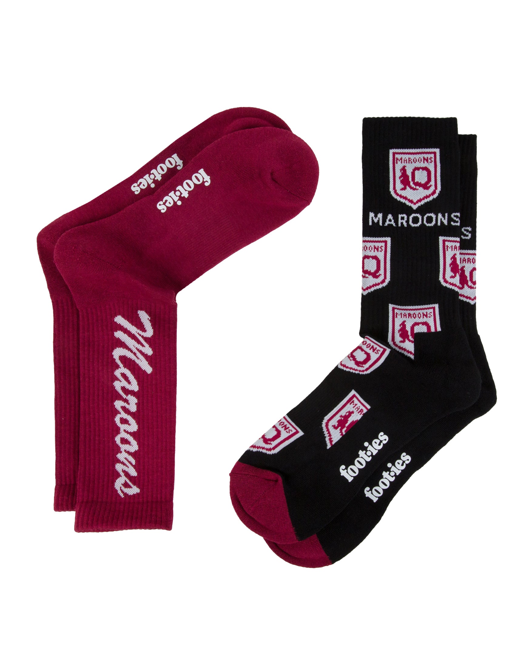 Queensland Maroons Script Sneaker Socks 2-Pack