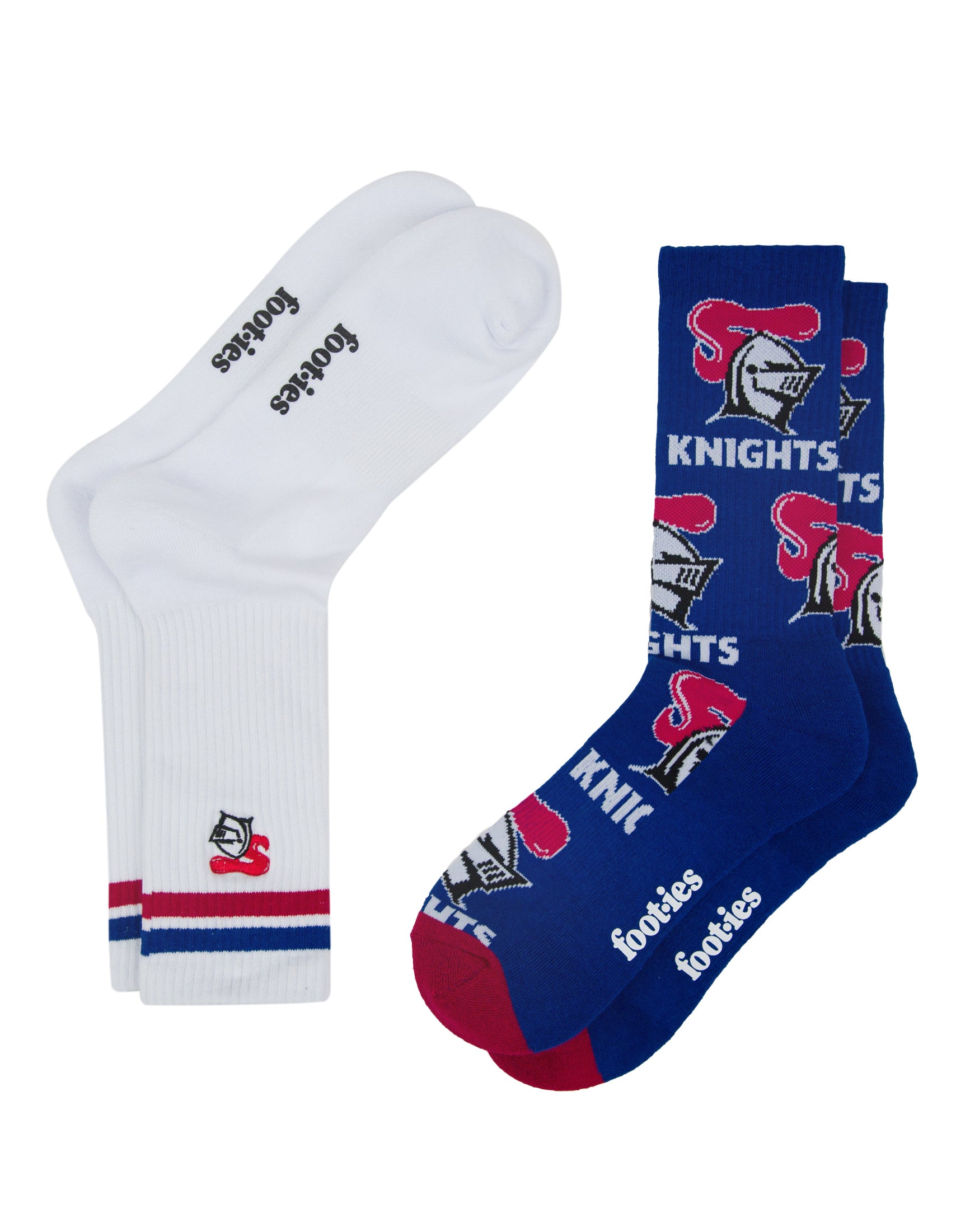 Newcastle Knights Embroidered Sneaker Sock 2 Pack