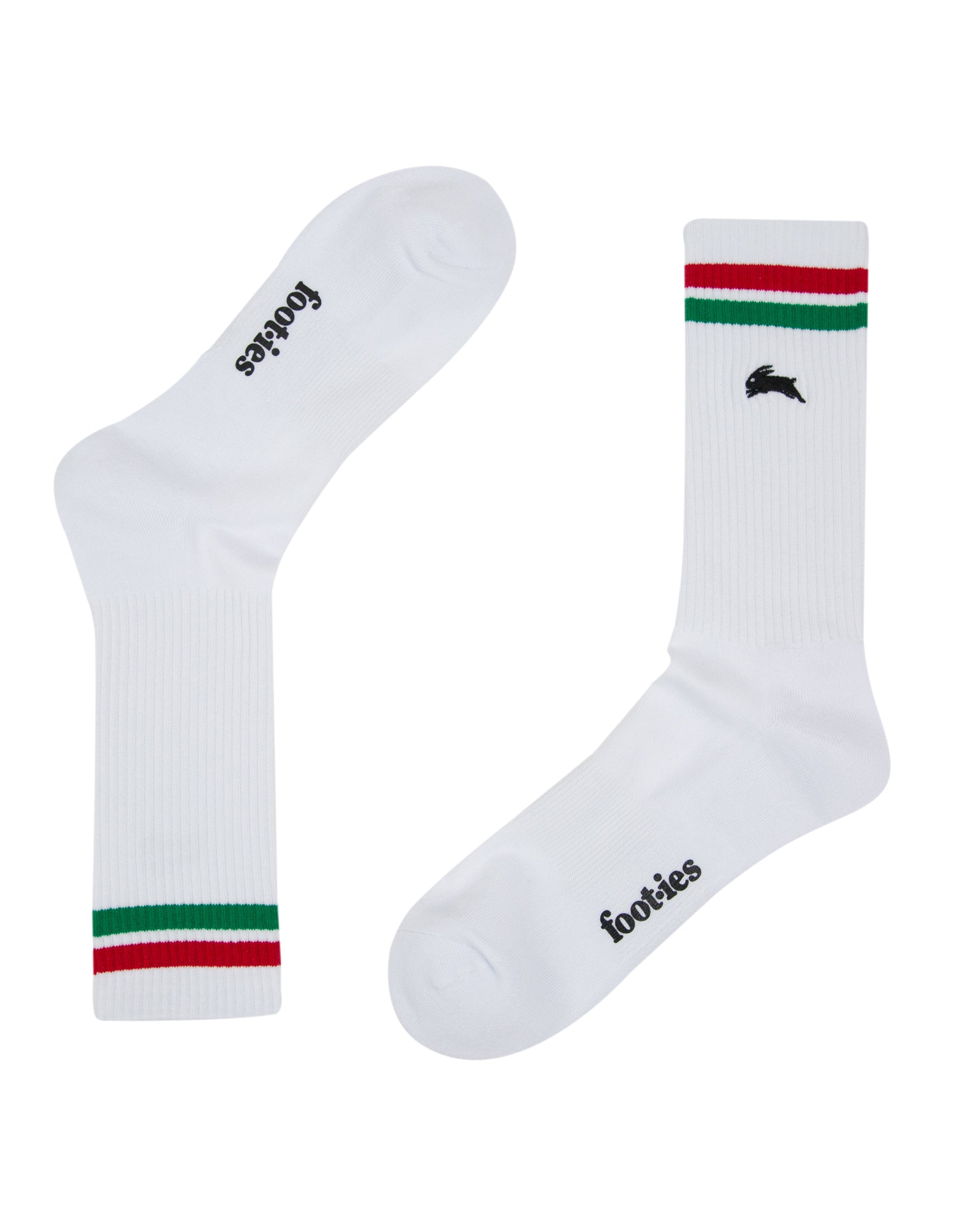 South Sydney Rabbitohs Embroidered Sneaker Sock 2 Pack