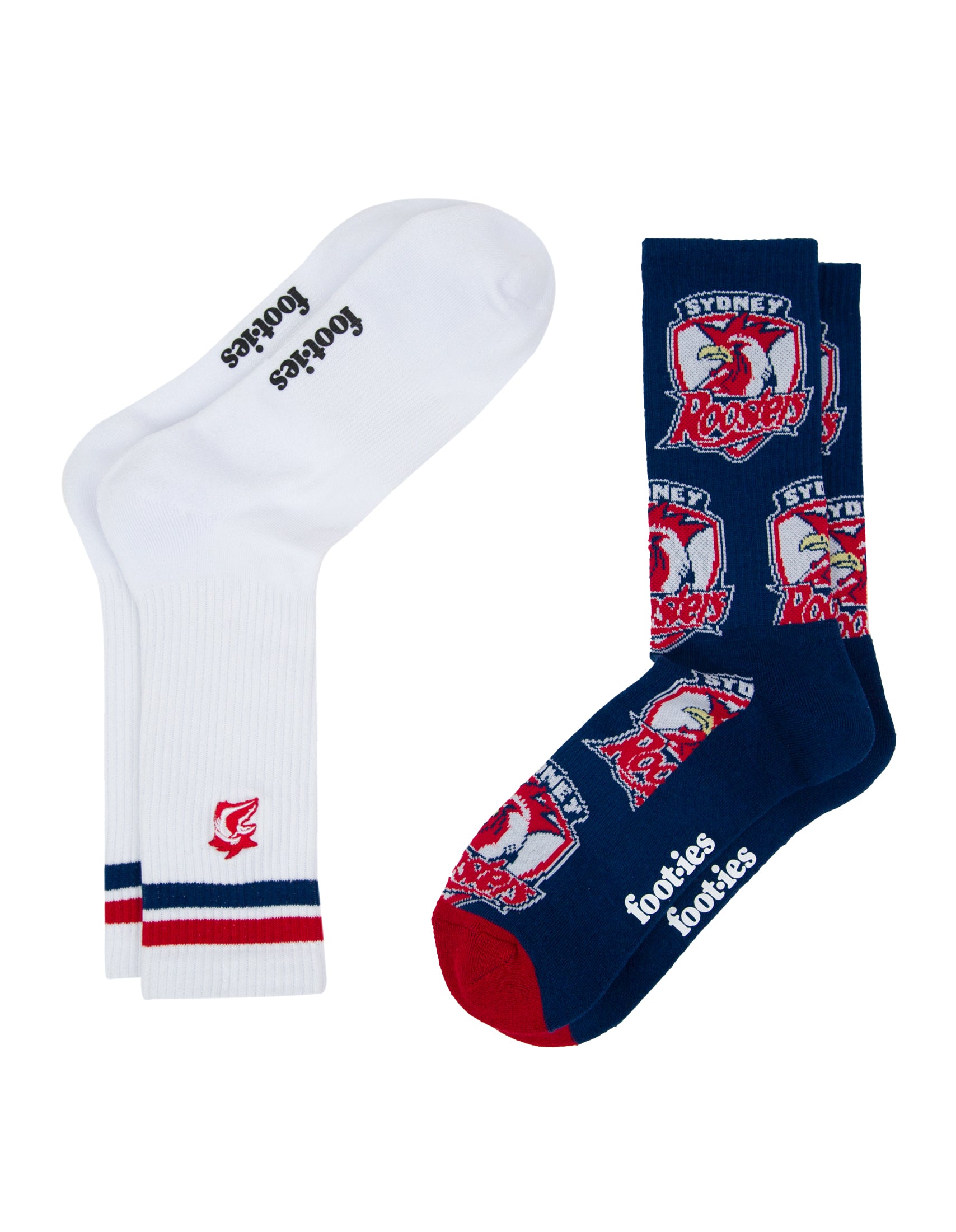 Sydney Roosters Embroidered Sneaker Sock 2 Pack